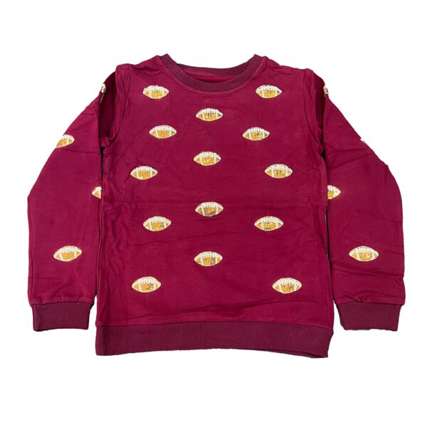 Tweenstyle By Stoopher - Glitter Football Sweatshirt - Burgundy