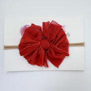 Burnt Orange | Skinny Mini Nylon Ruffled Baby Headband