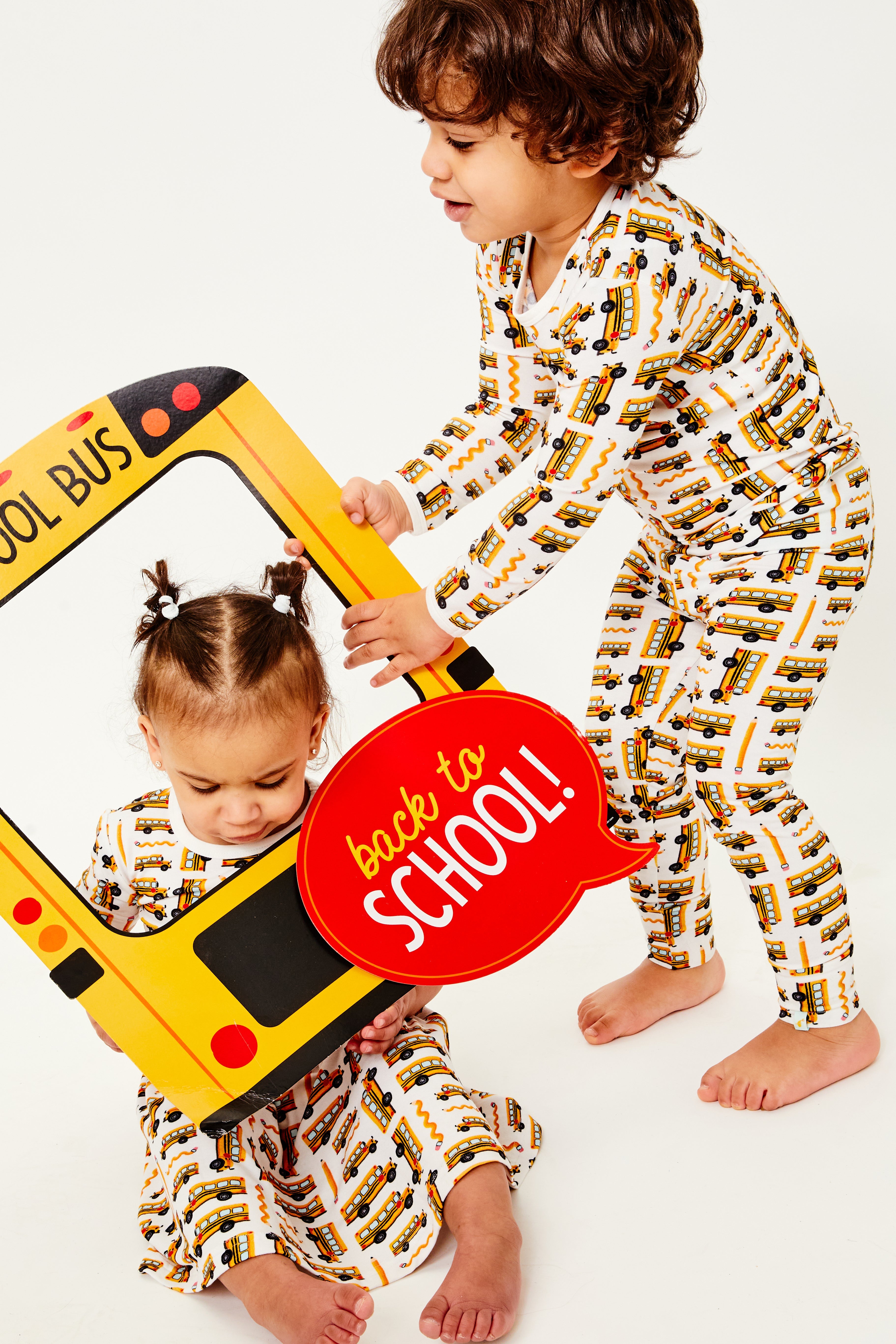 Long Sleeve Pajama Set - School Buses