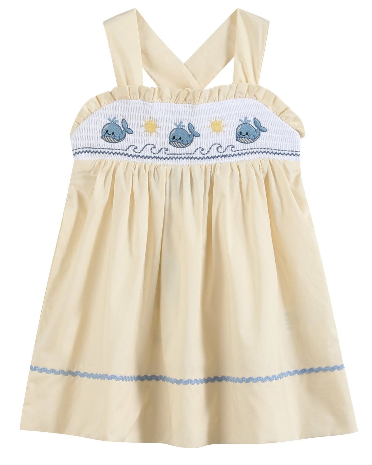 Buttercream Yellow Whale Smocked Dress
