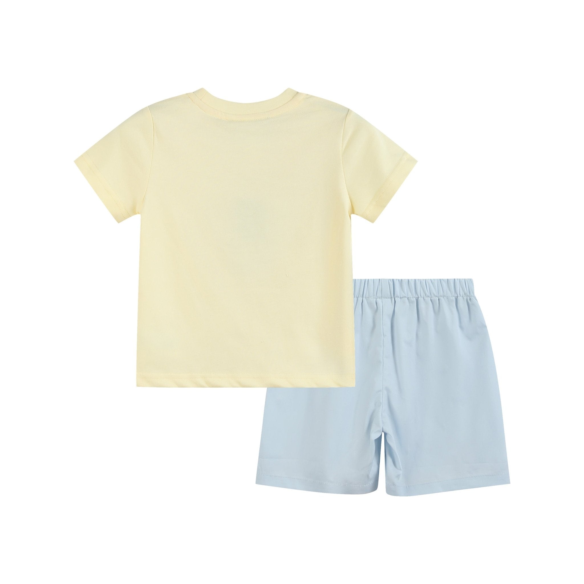 Buttercream Yellow Whale Smocked Shirt And Shorts Set