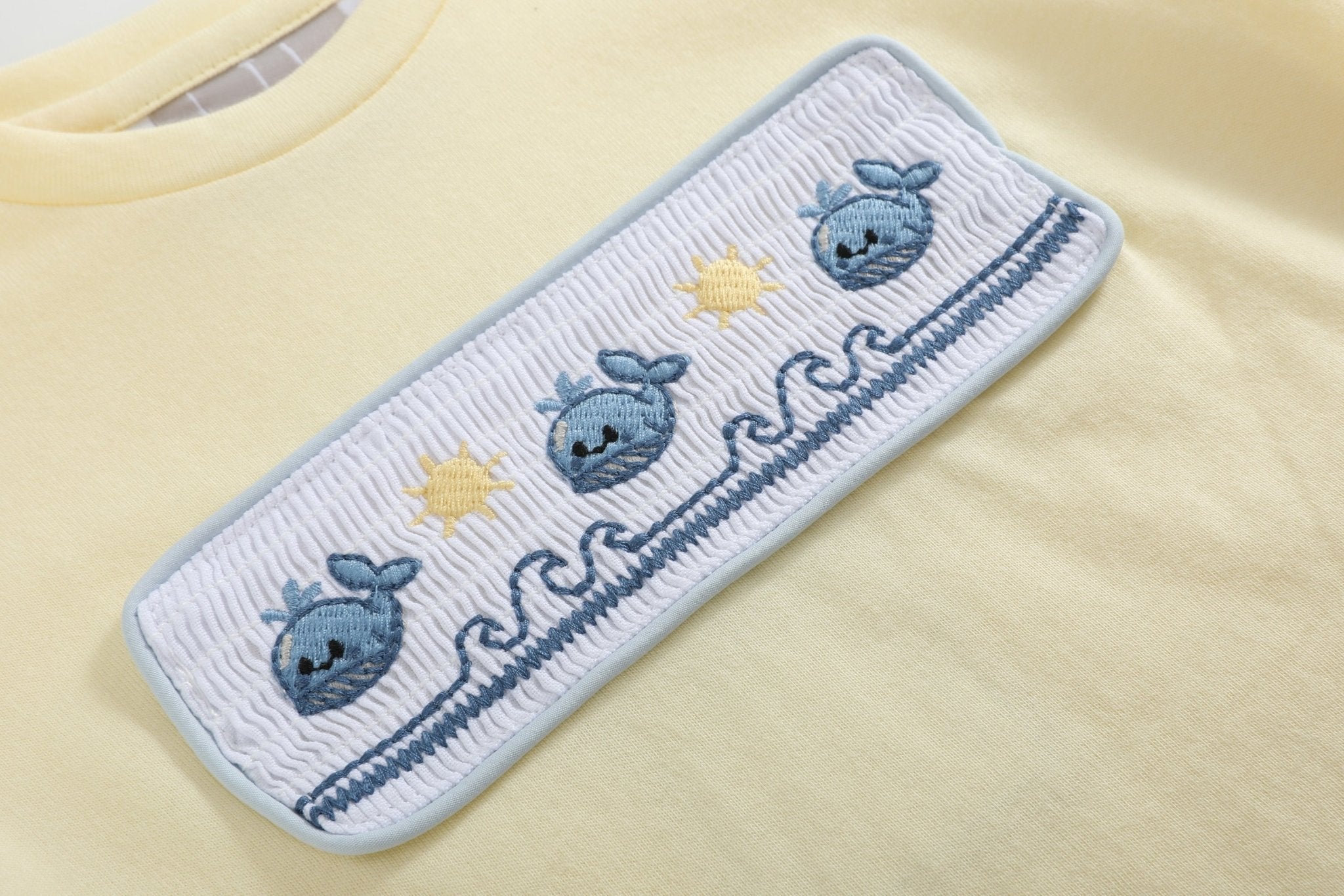 Buttercream Yellow Whale Smocked Shirt And Shorts Set