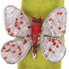 Butterfly Napkin Ring Silver And Red