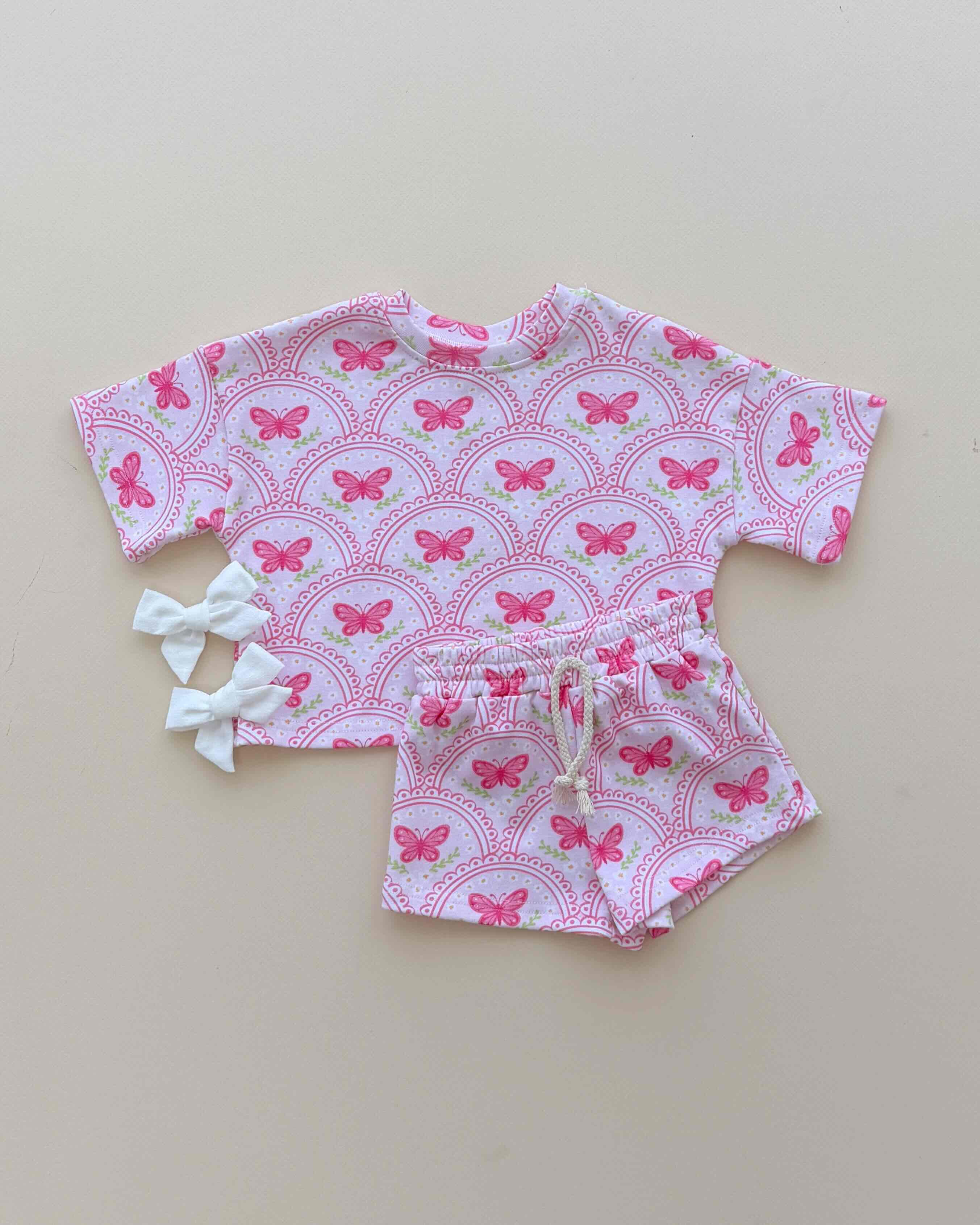 Shorts Set | Pink Butterfly