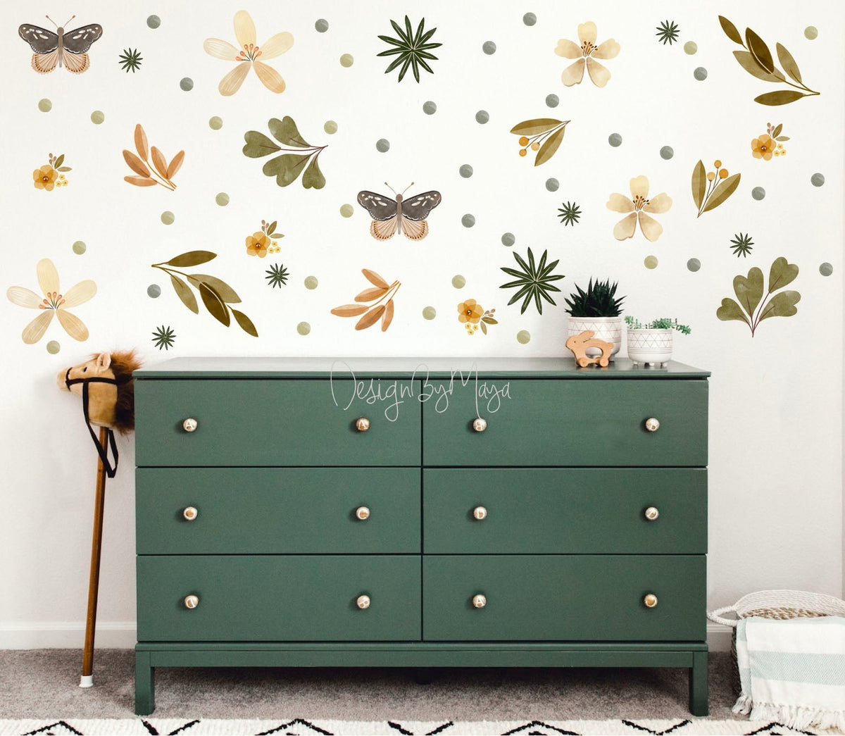 Boho Foliage Wall Decals - Fabric Nursery Wall Art Decals