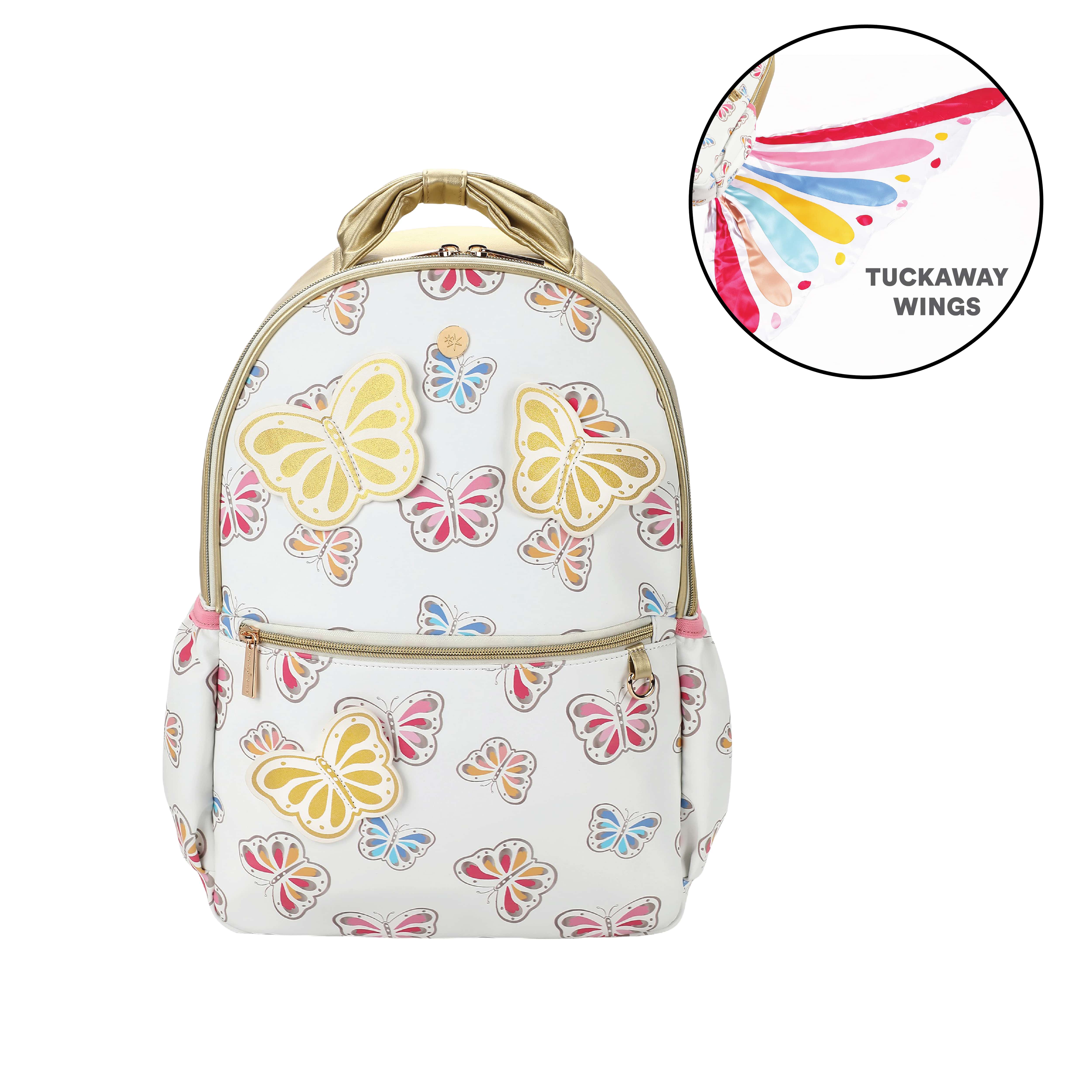 Gold Butterfly Backpack With Tuckaway Wings