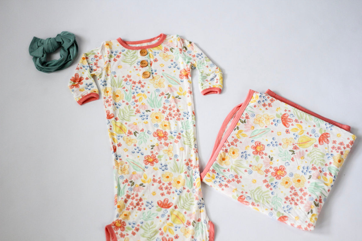 My First Flower Bamboo Swaddle | Floral Baby Blanket