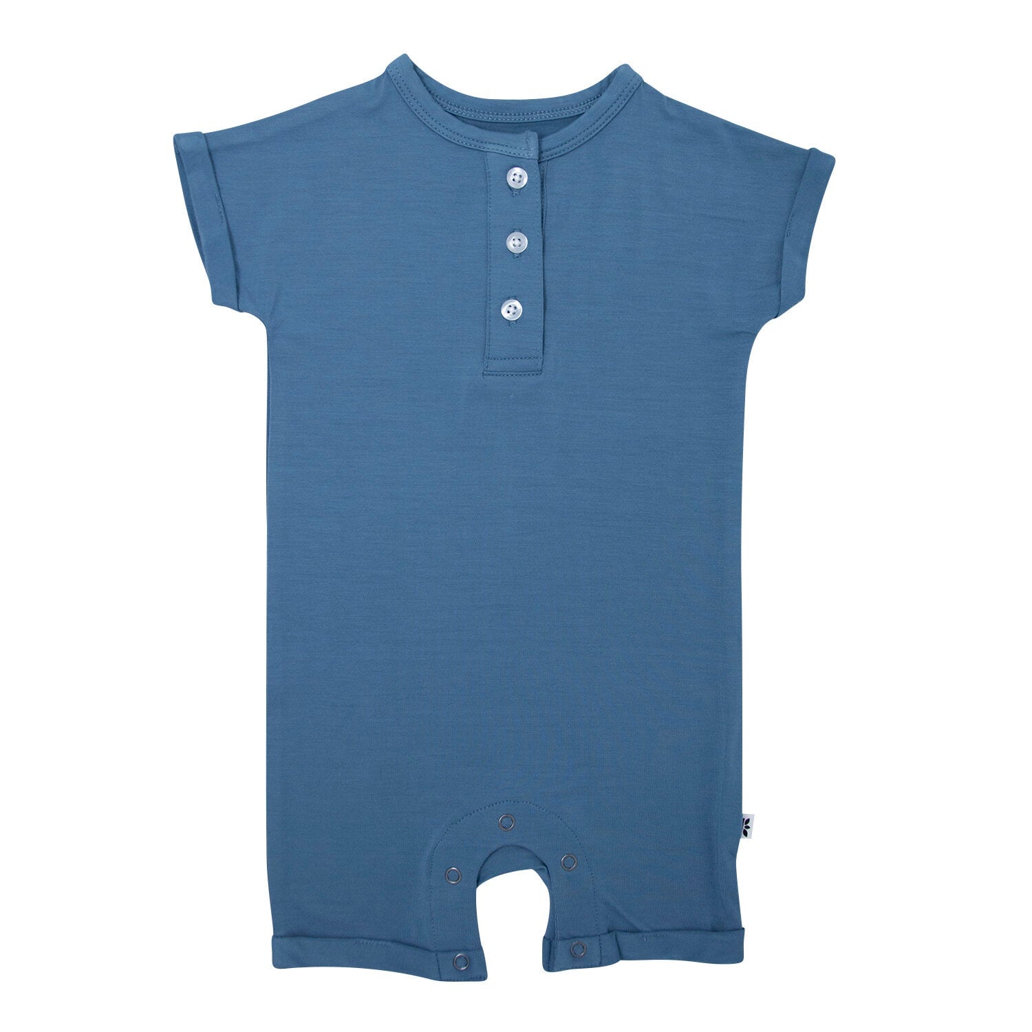 Button Romper - Bluestone