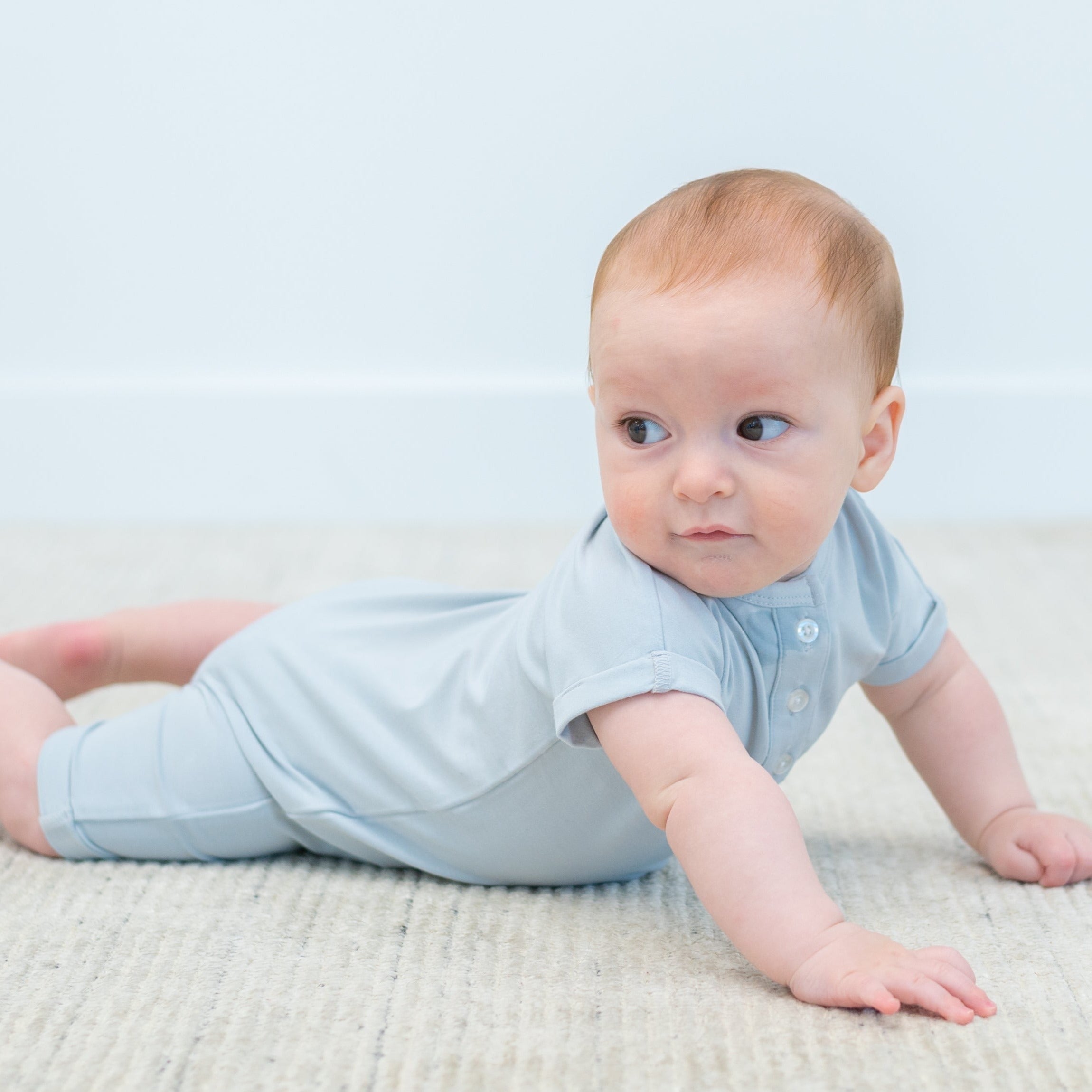 Button Romper - Glacial Grey