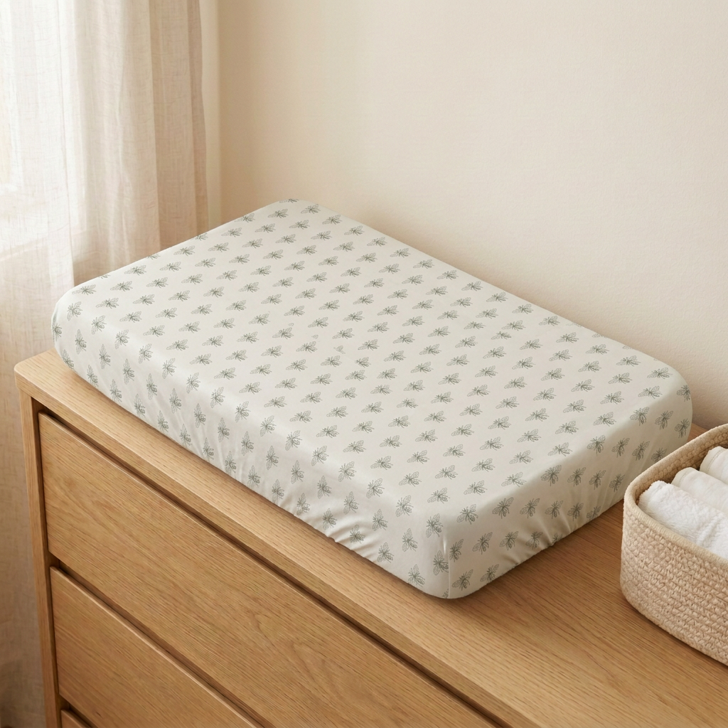 Jersey Knit Polyester Changing Pad Cover In Buzzy Bees