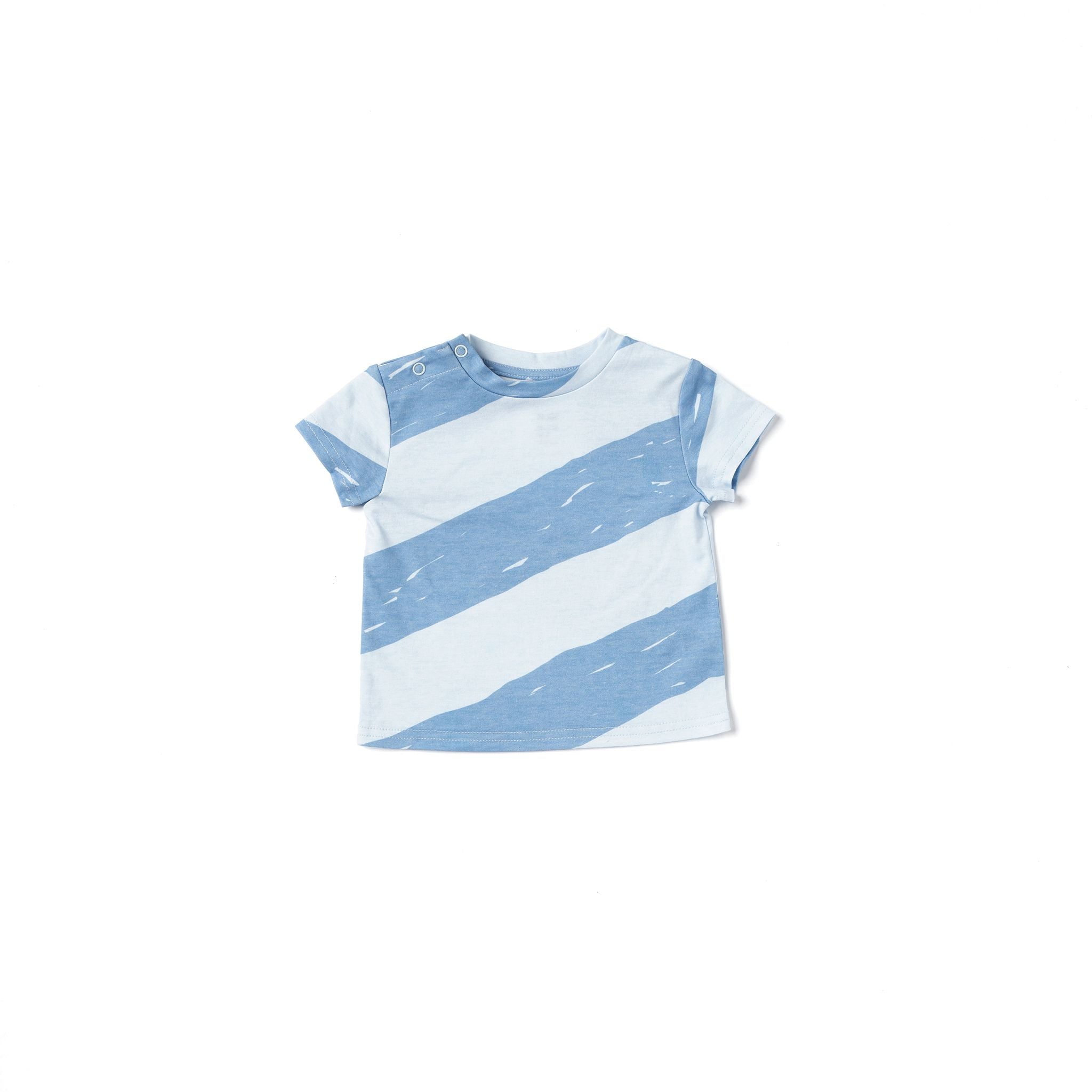 Baby Boxy T-shirt With Stripes | Blue
