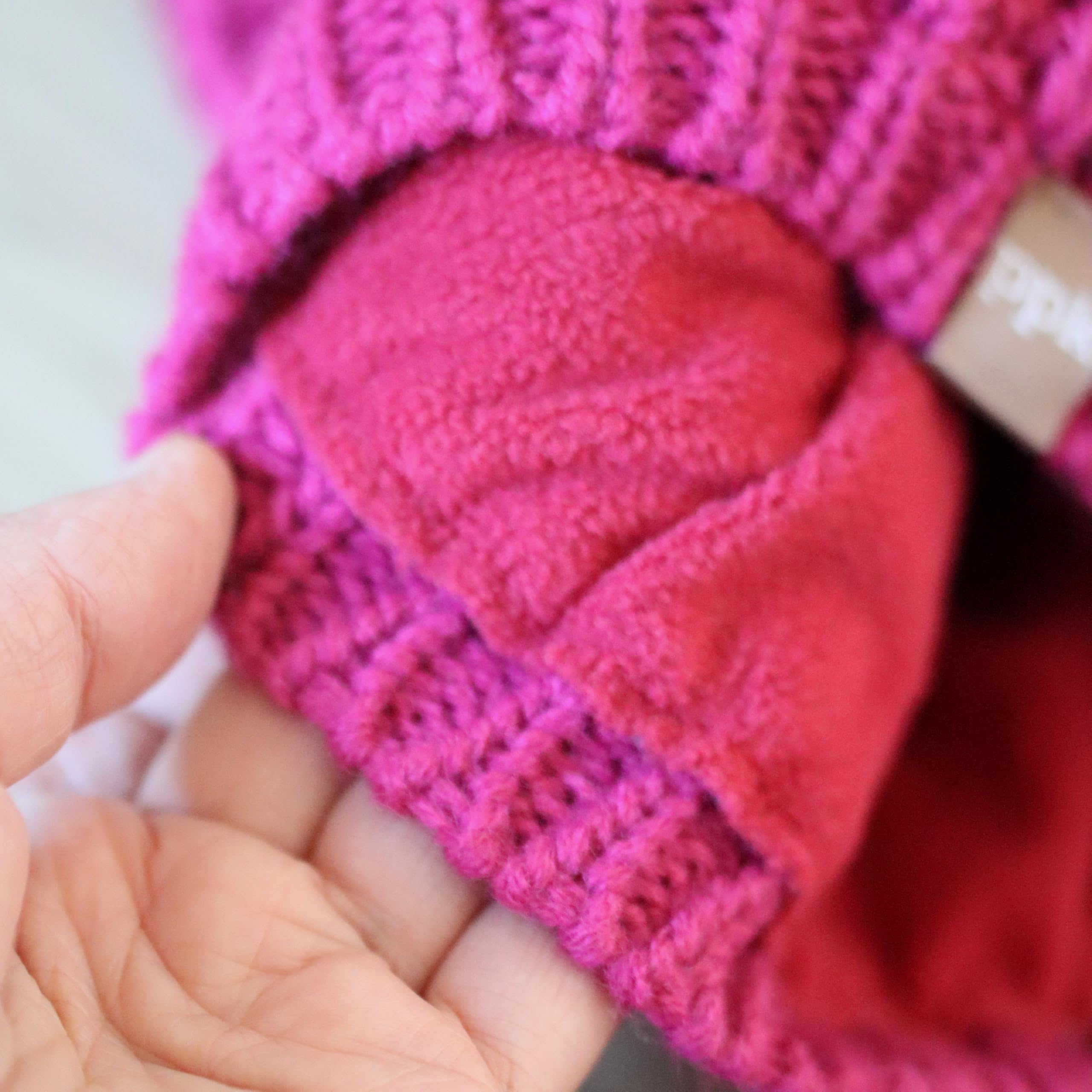 Girls Textured Knit Slouchy Beanie Hat - Warm Fleece Lined (kids Age 5-12 Yr)
