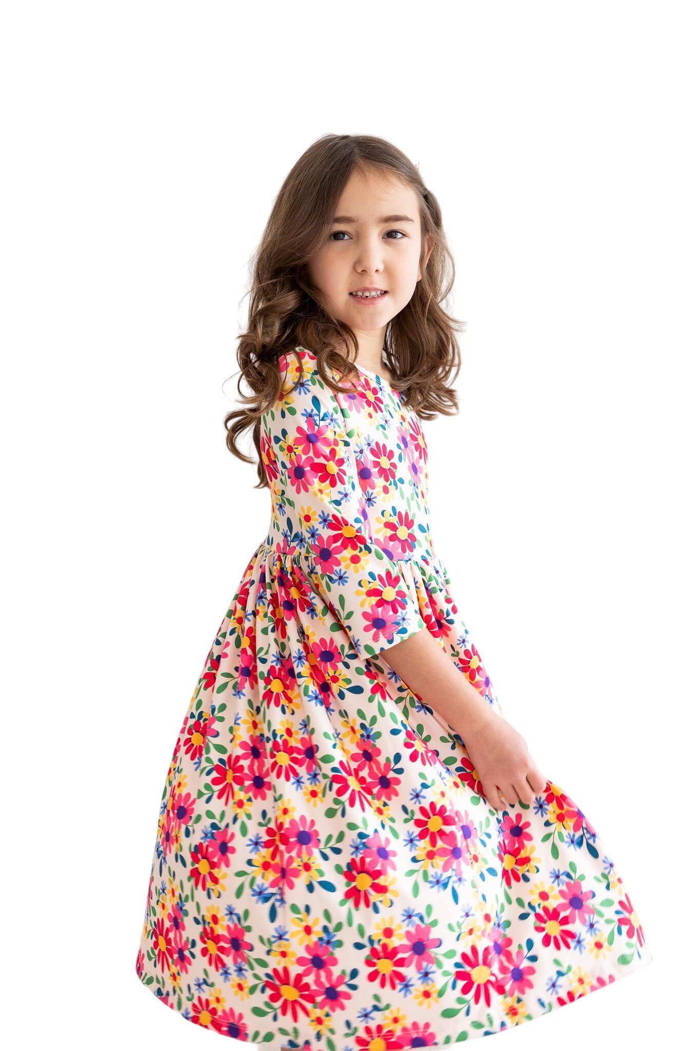 Last Bud Not Least 3/4 Sleeve Pocket Twirl Dress