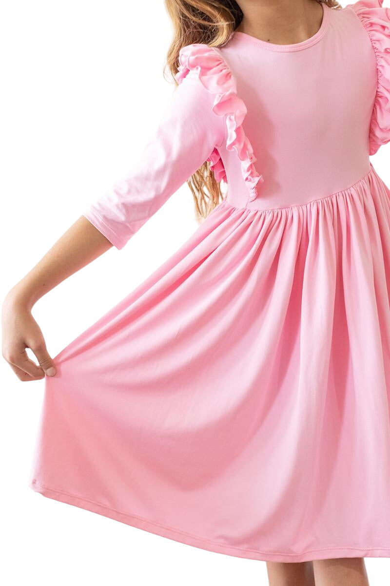 Bubblegum Pink Ruffle Twirl Dress