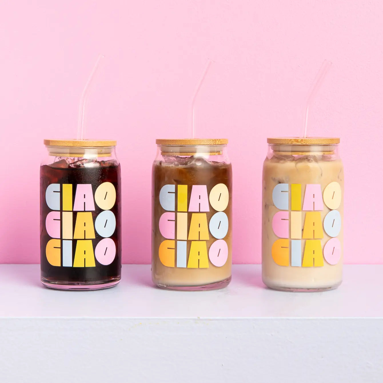 Can Glass W/ Lid + Straw