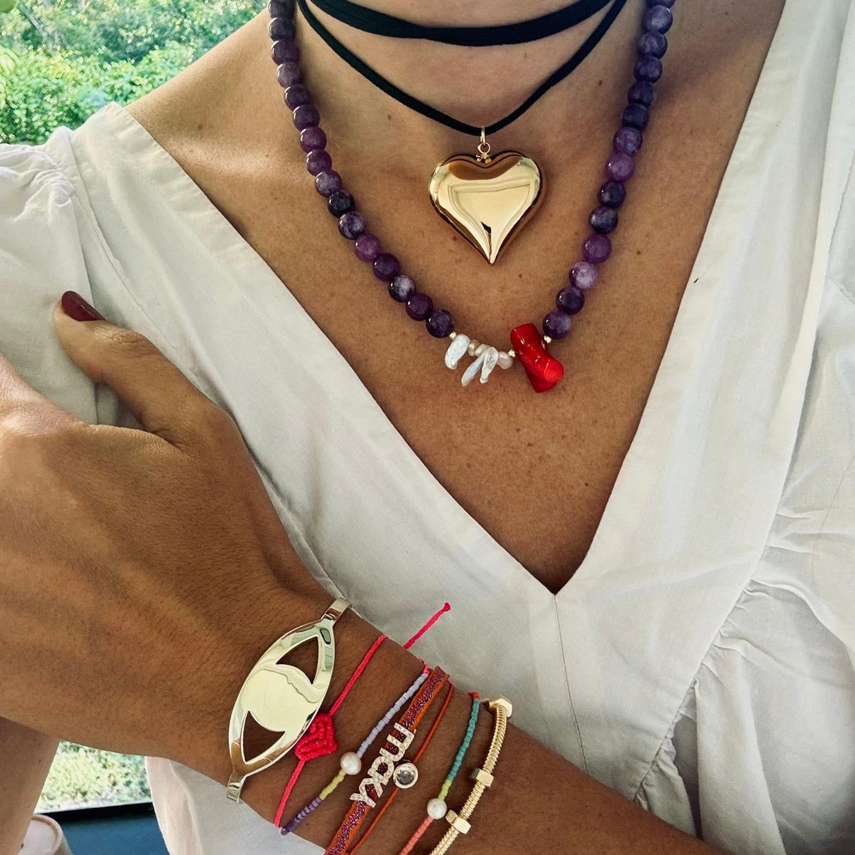 Mini Neon Pink Heart Bracelet