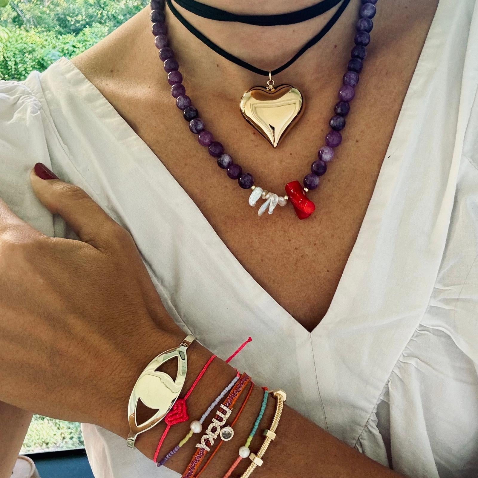 Mini Neon Pink Heart Bracelet