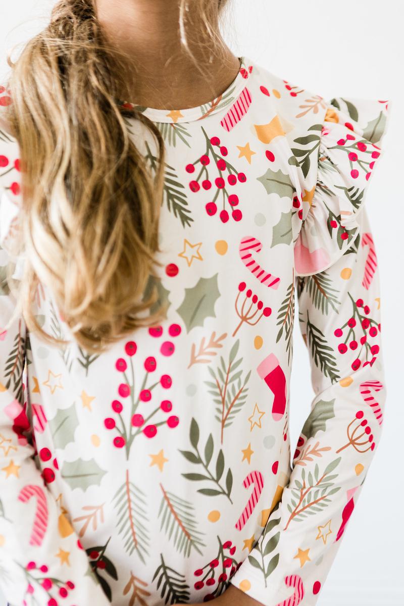 Holly Jolly Christmas L/s Ruffle Tee