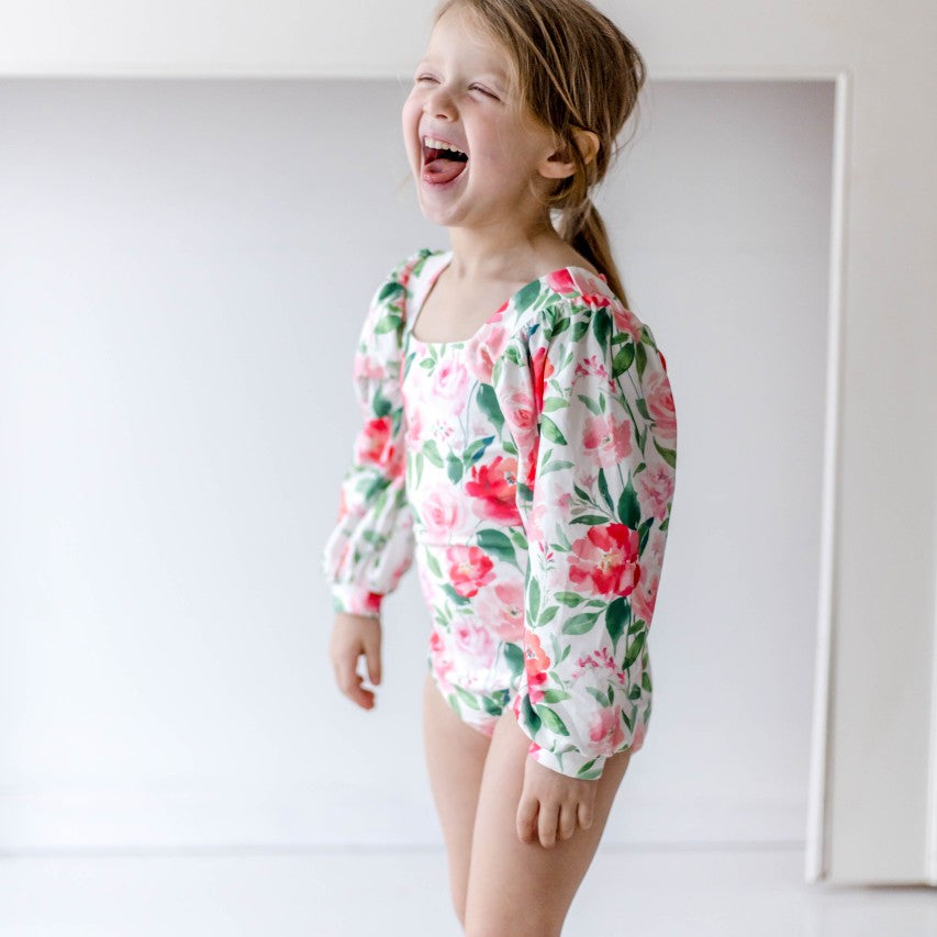 Puff Sleeve Leotard - Spanish Rose