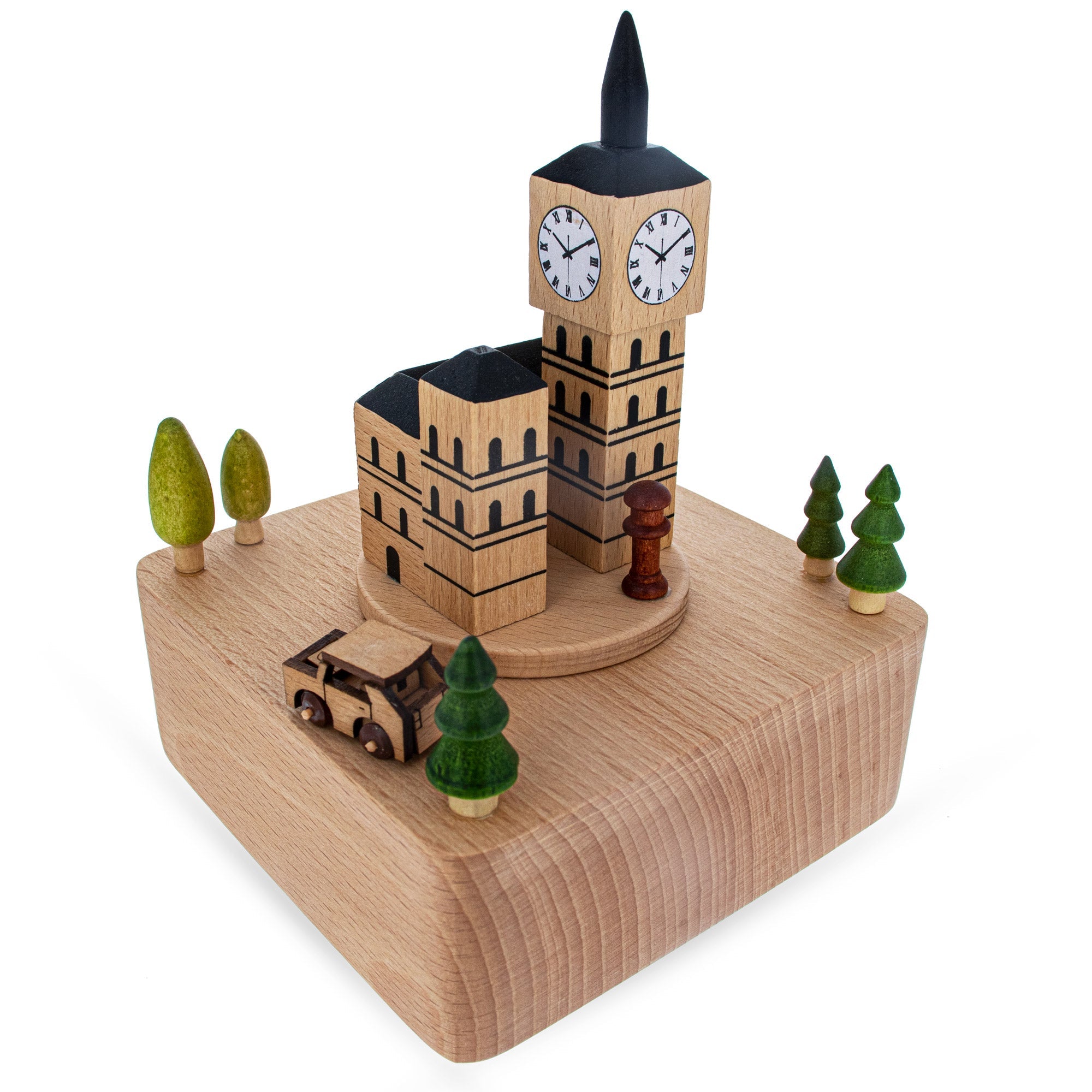 Big Ben, London Musical Figurine With Moving Magnetic Car