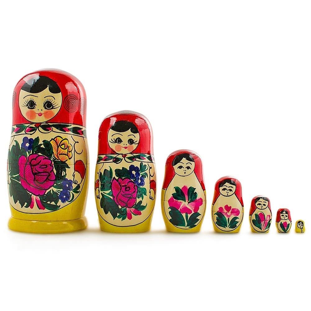 Set Of 7 Unpainted Blank Wooden Nesting Dolls 6.75 Inches