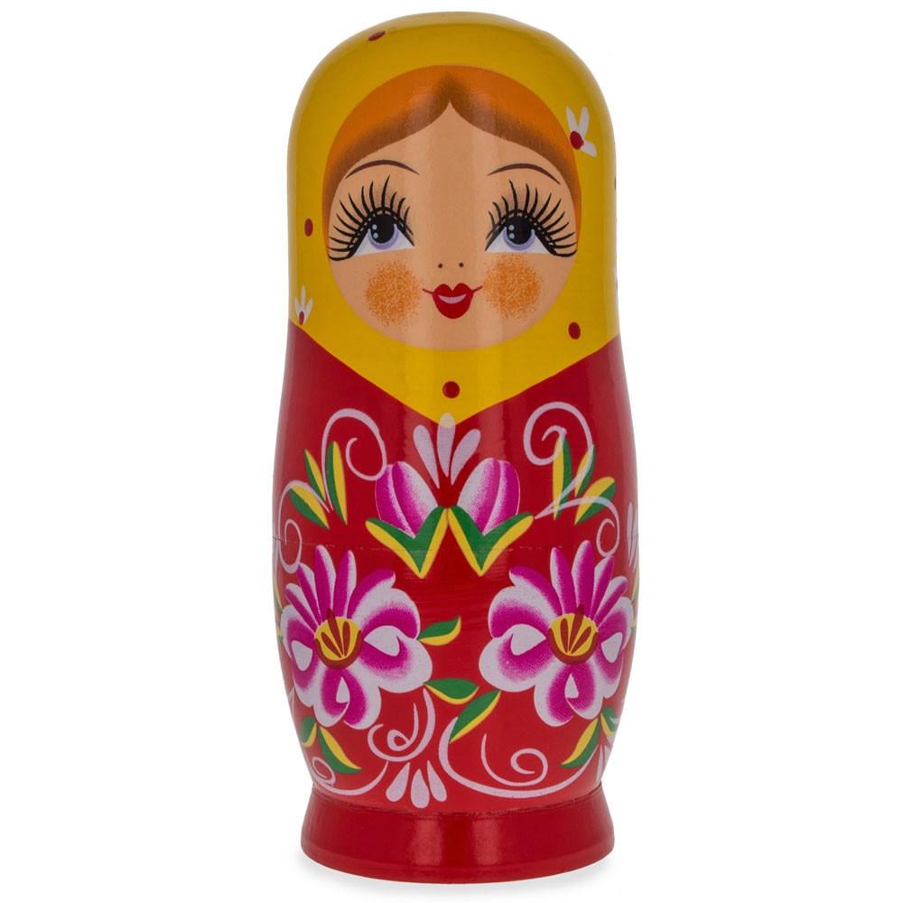 Matryoshka Wooden Nesting Doll Piggy Bank 6.5 Inches