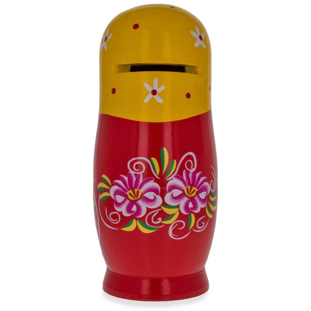 Matryoshka Wooden Nesting Doll Piggy Bank 6.5 Inches