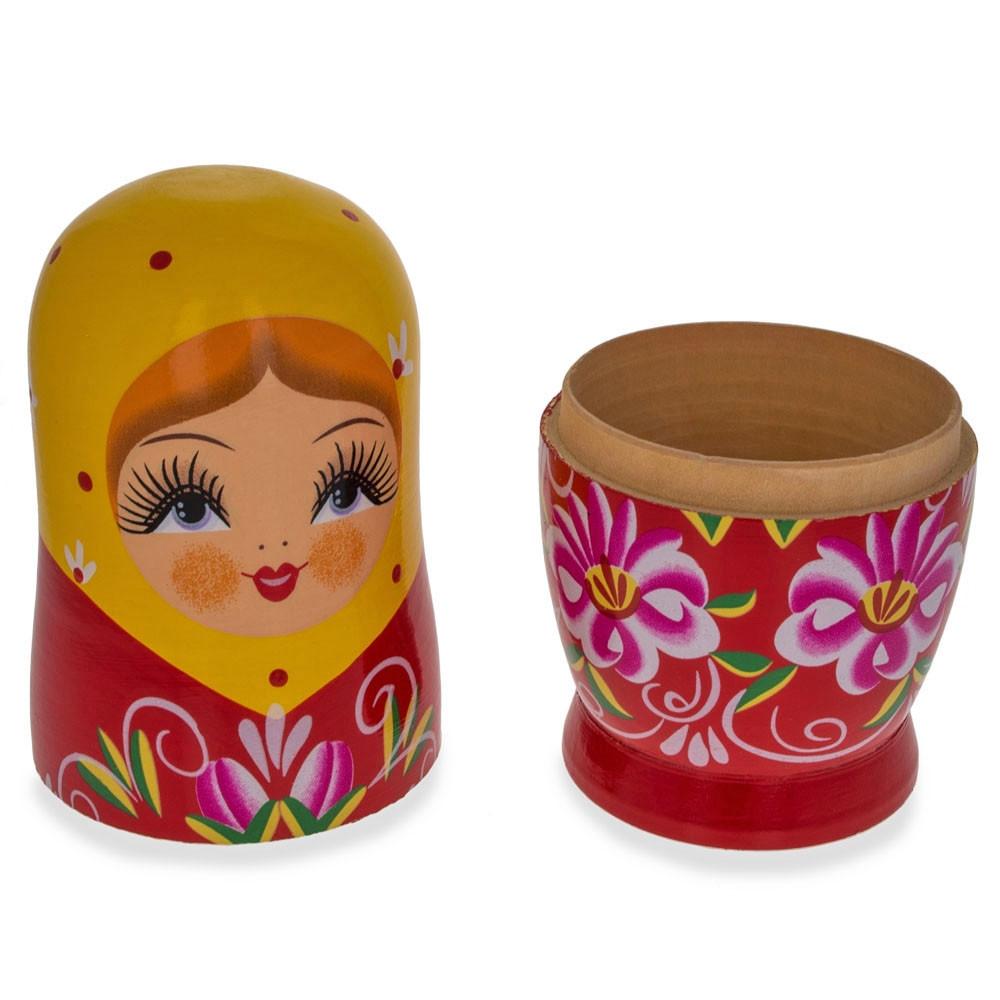 Matryoshka Wooden Nesting Doll Piggy Bank 6.5 Inches