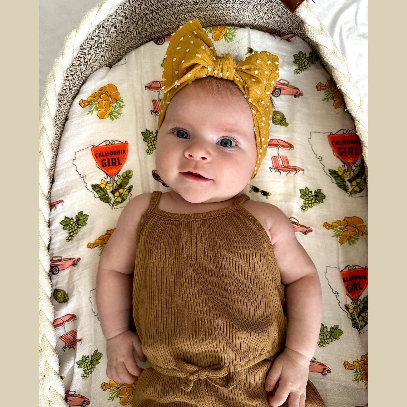 Gift Set: California Girl Muslin Swaddle Blanket And Burp Cloth/bib Combo