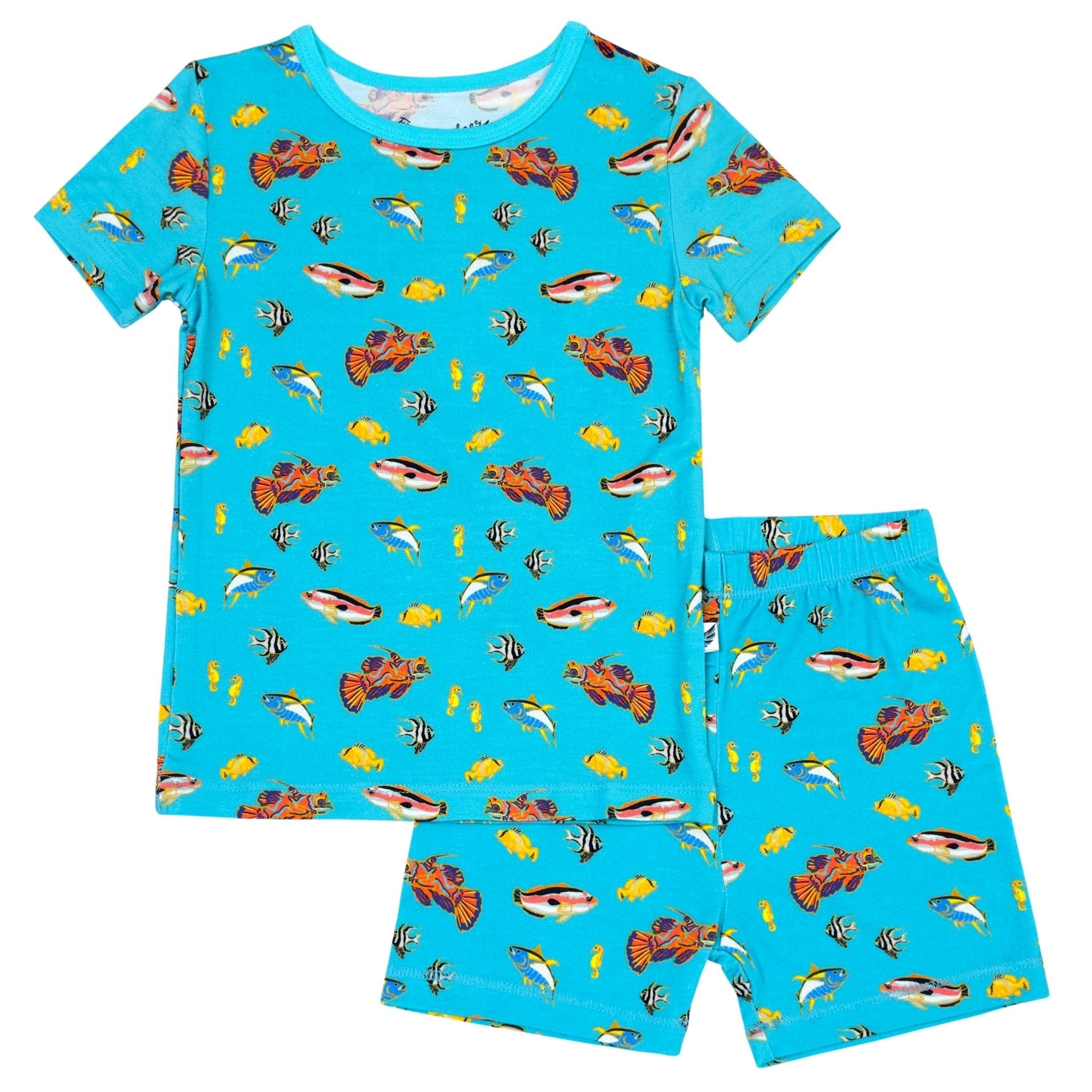 Calypso Fish Short Sleeve And Shorts Pajama Set (2t-12y)