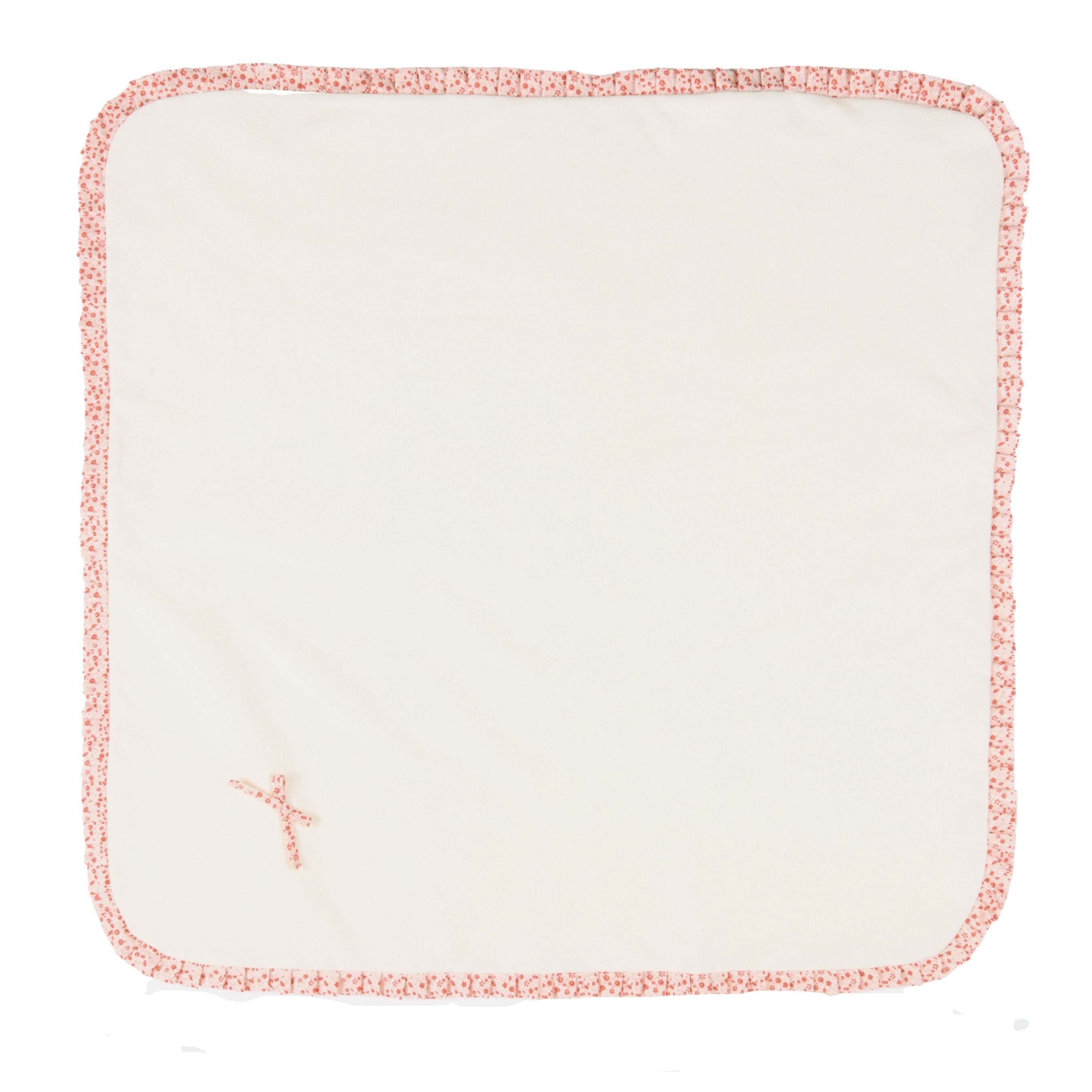 Candy | Ivory Cotton Blanket With Floral Ruffle (80cm)