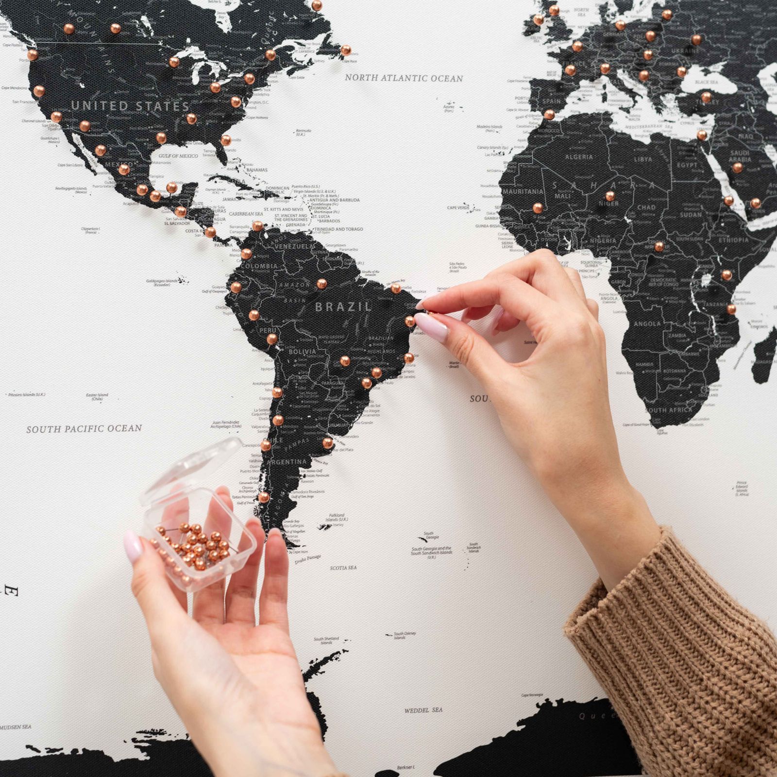 World Map On Canvas - Onyx
