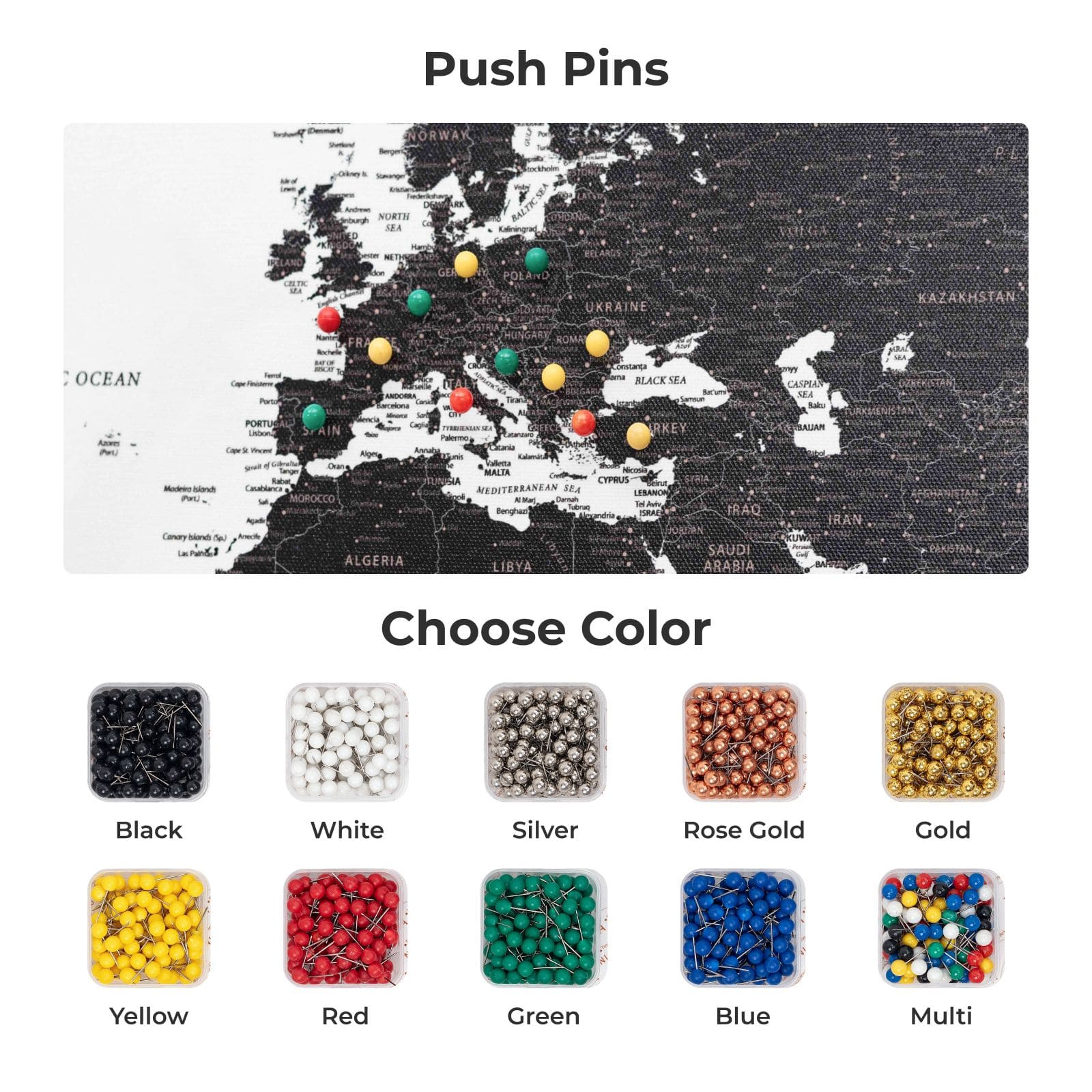 World Map On Canvas - Onyx