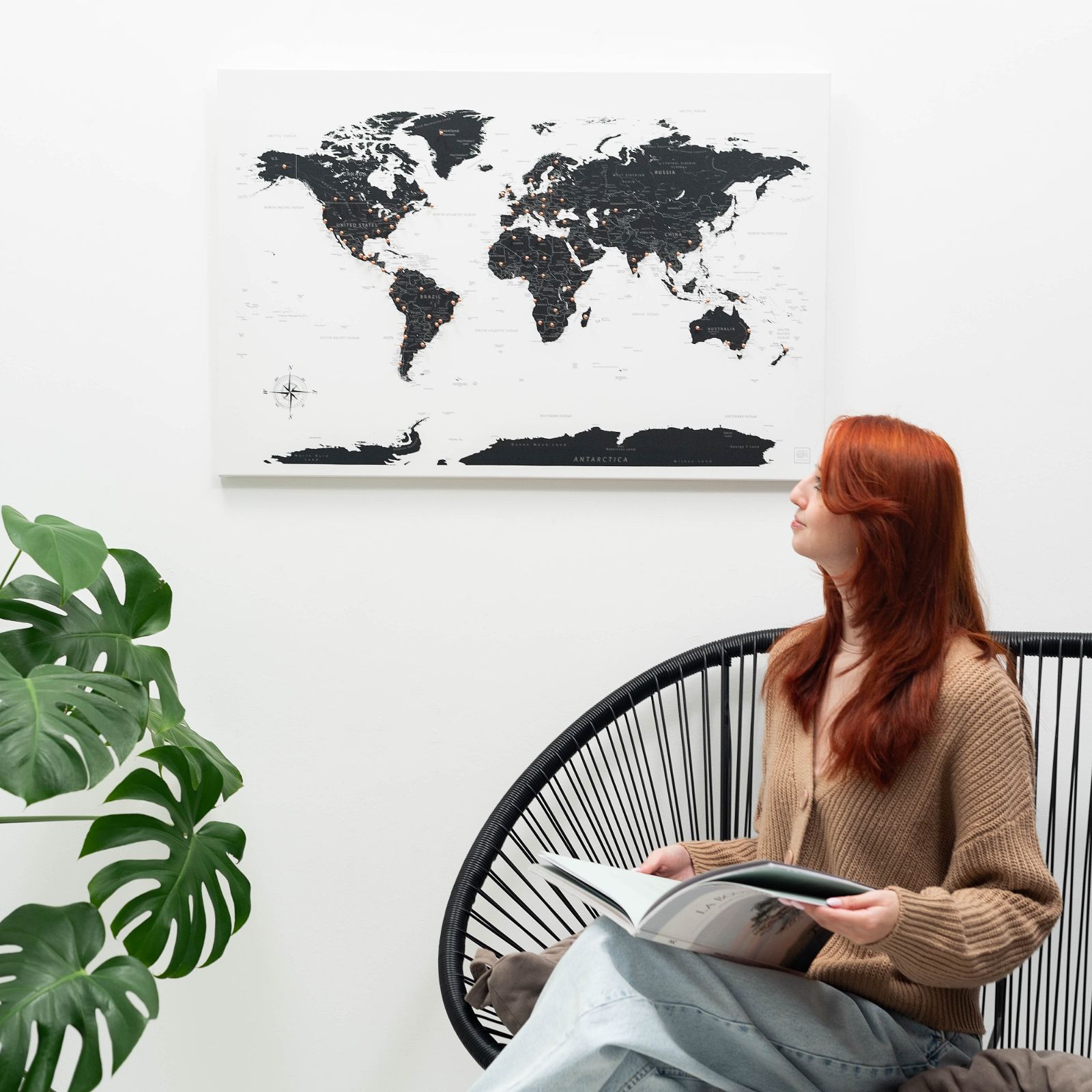 World Map On Canvas - Onyx