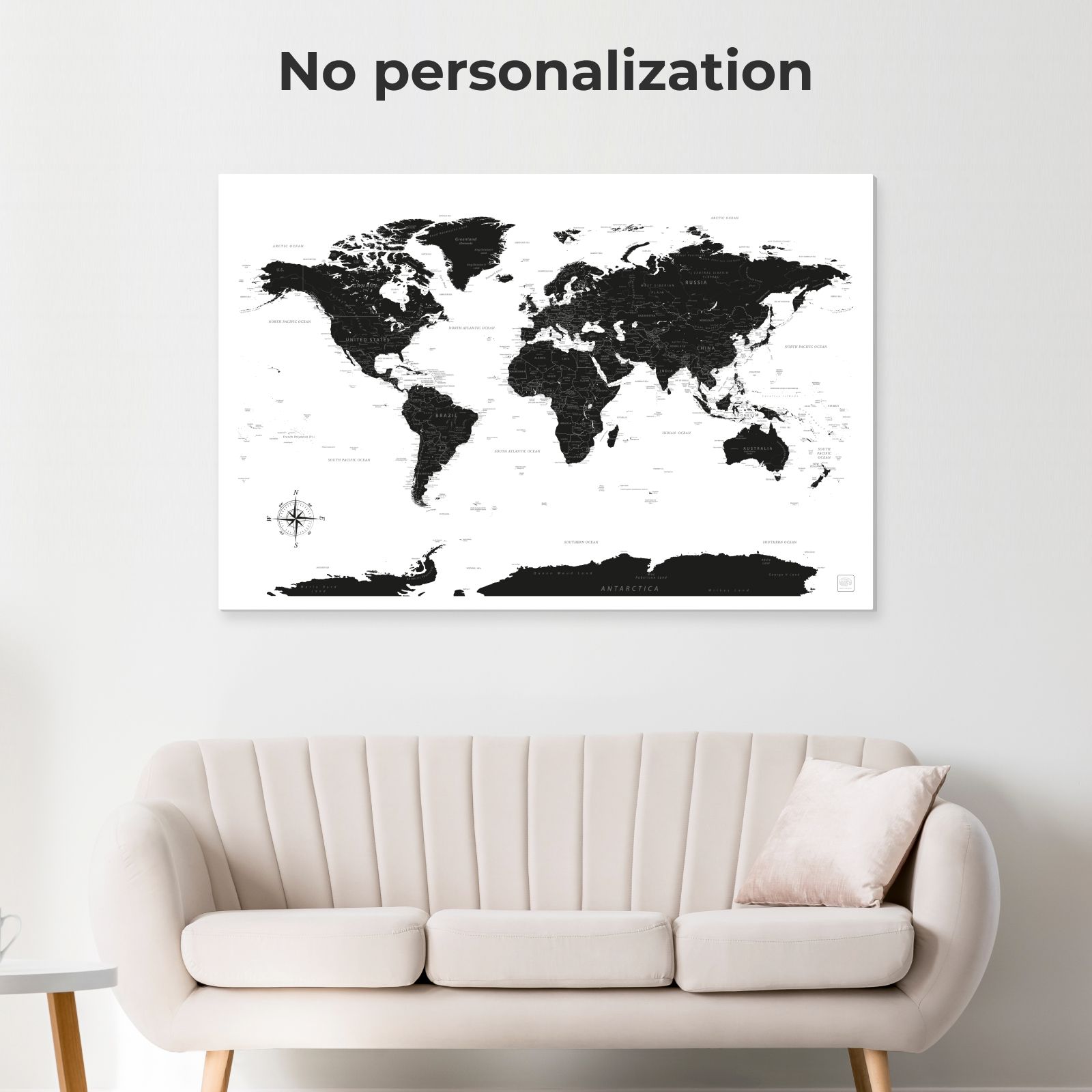 World Map On Canvas - Onyx