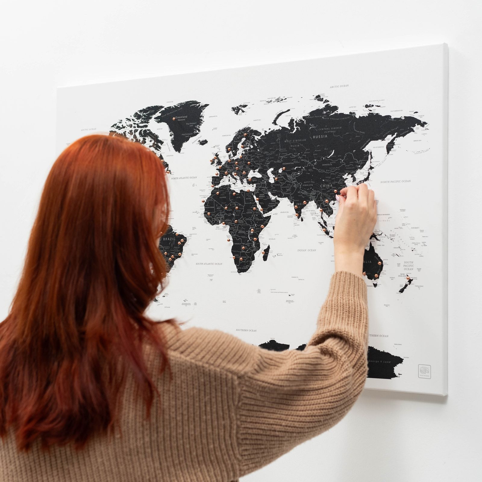 World Map On Canvas - Onyx