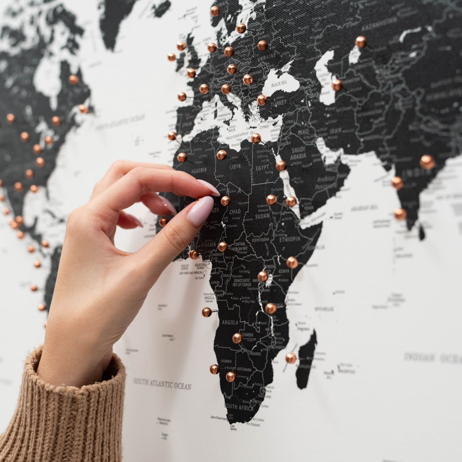 World Map On Canvas - Onyx