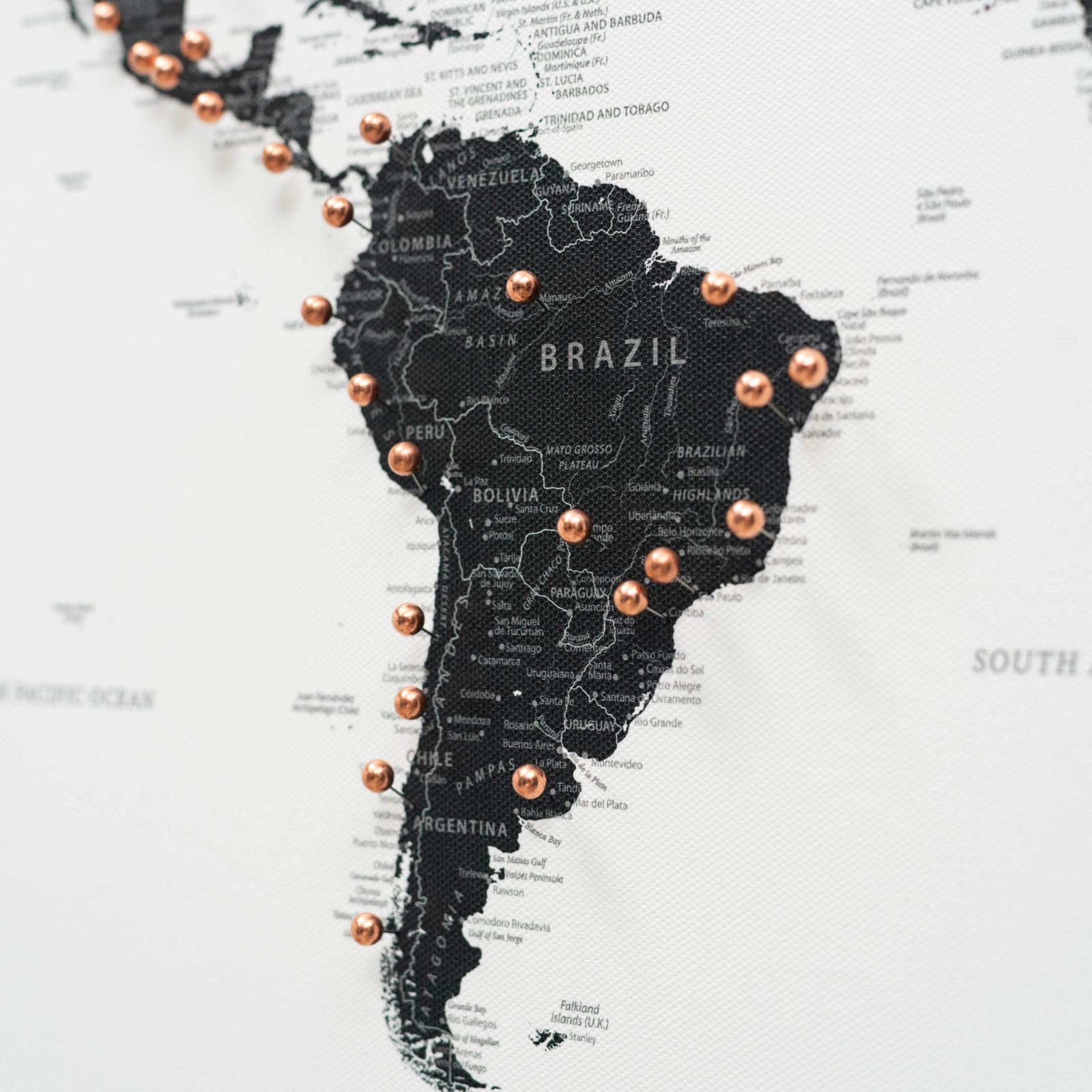 World Map On Canvas - Onyx