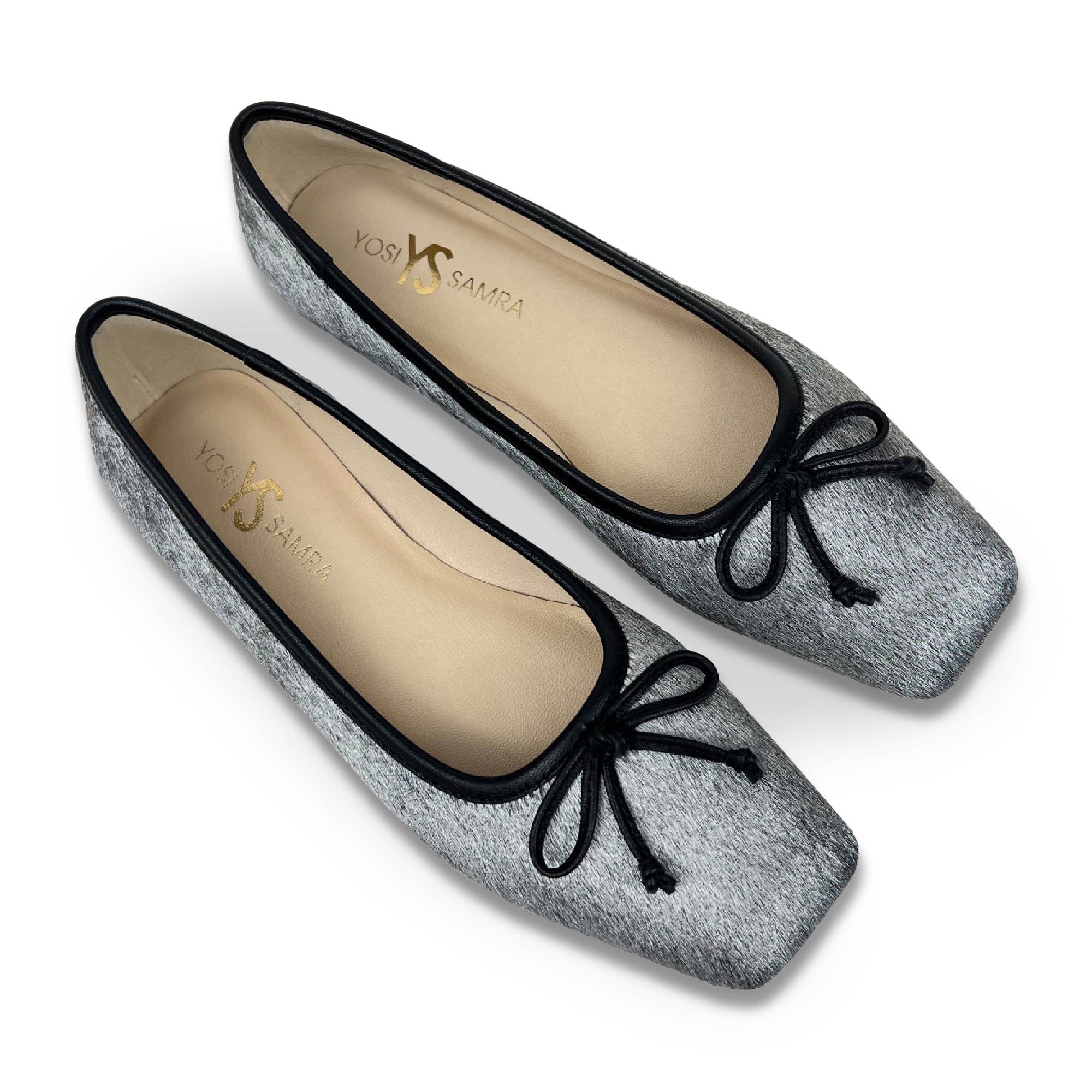 Cara Ballet Flat In Silver Calf Hair