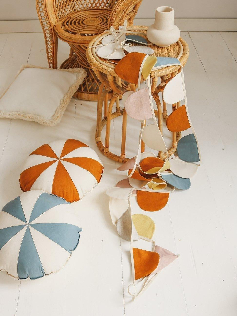 Caramel Circus Round Patchwork Pillow