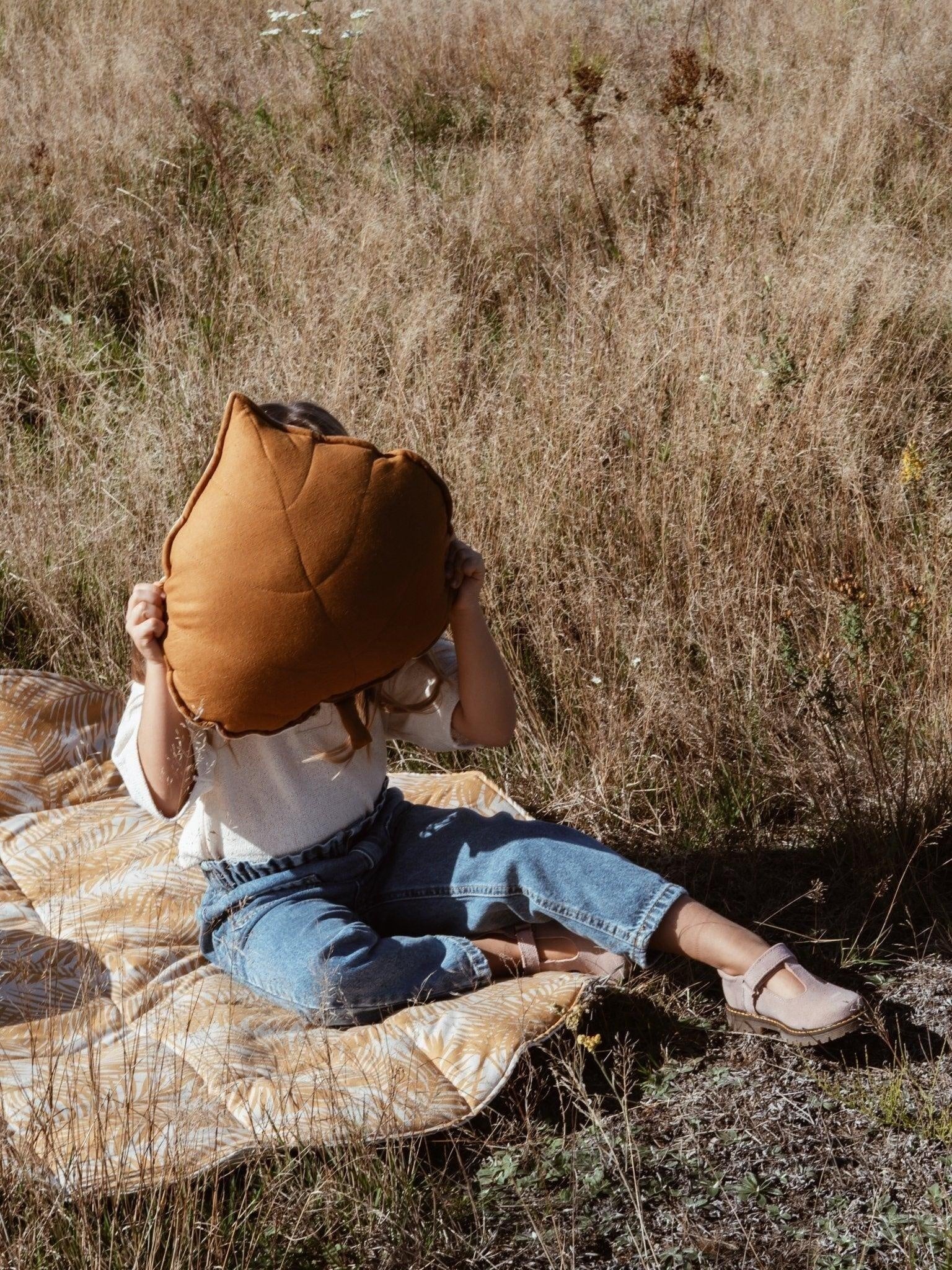 Linen Caramel Leaf Pillow