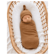 Bamboo Stretch Swaddle - Caramel Ribbed