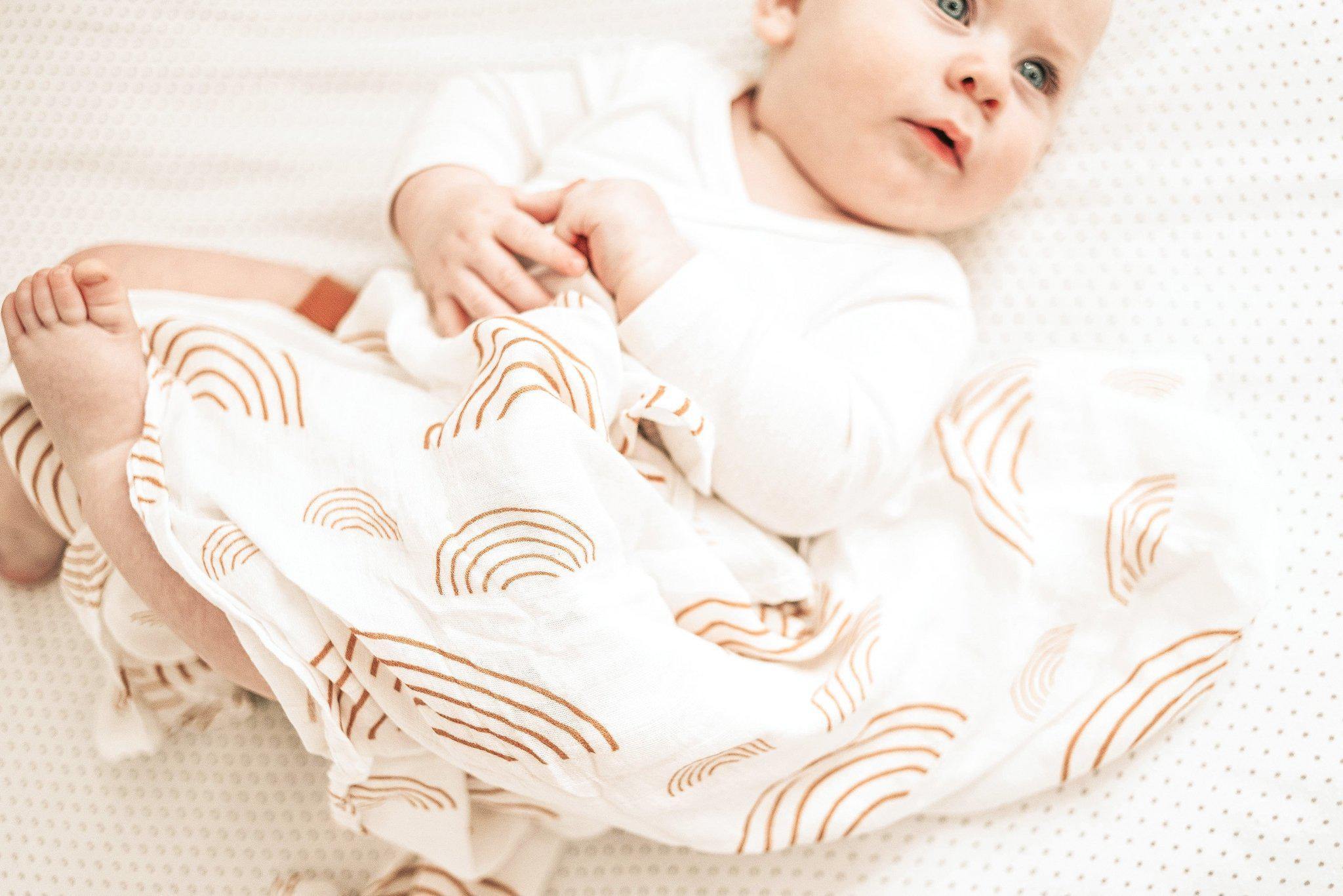 Muslin Swaddle Blanket - Caramel Rainbow