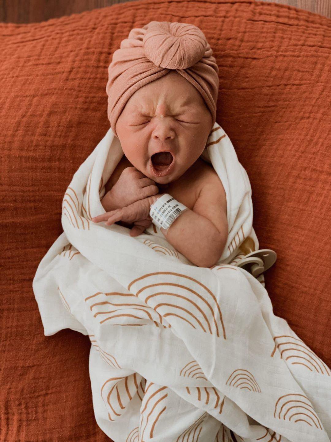 Muslin Swaddle Blanket - Caramel Rainbow