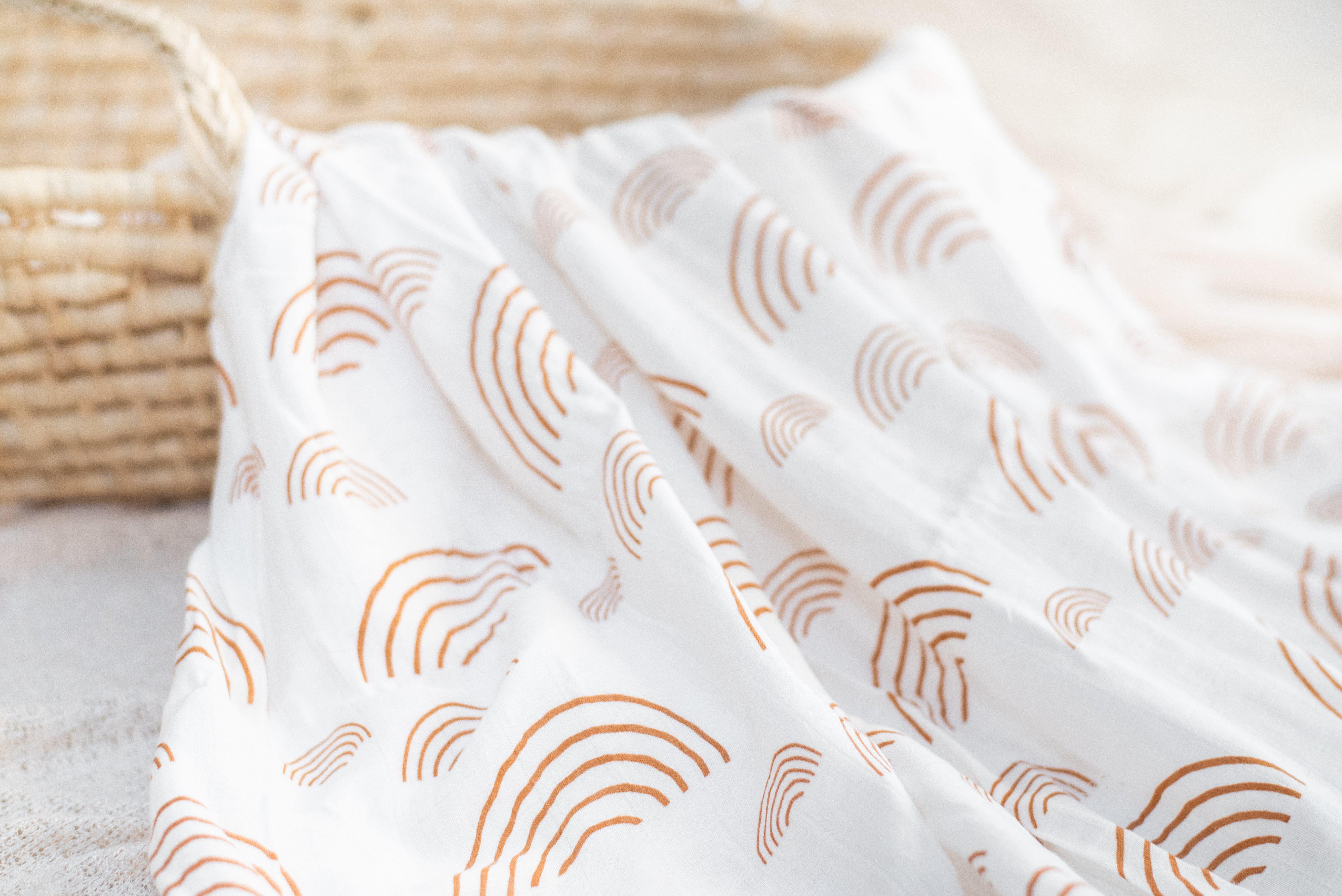 Muslin Swaddle Blanket - Caramel Rainbow