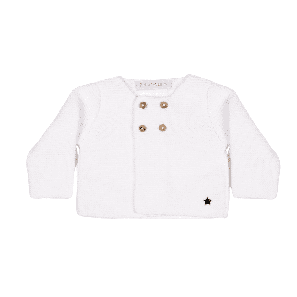 Baby White Organic Cotton Knit Cardigan