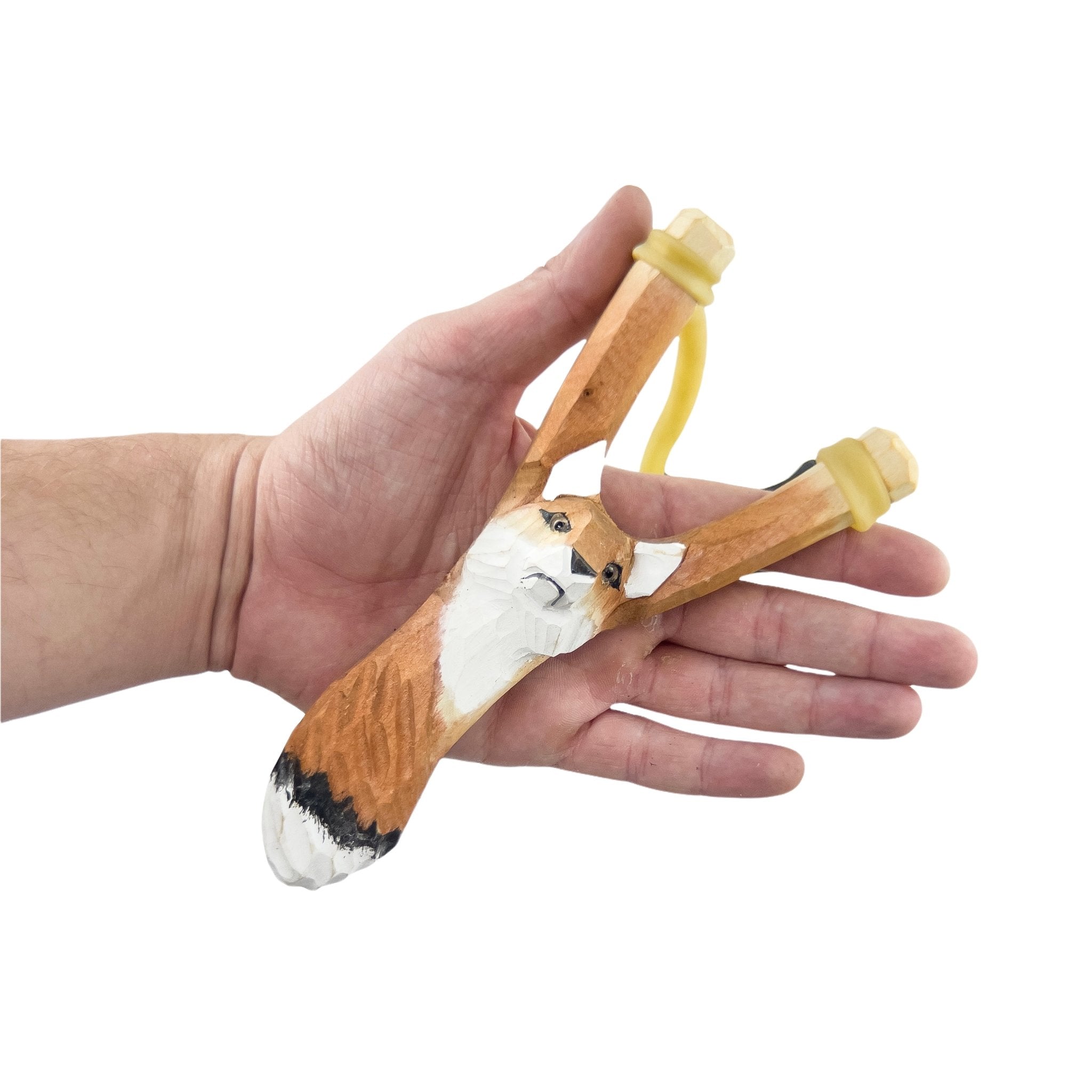 Wooden Fox Slingshot + Felt Ammo