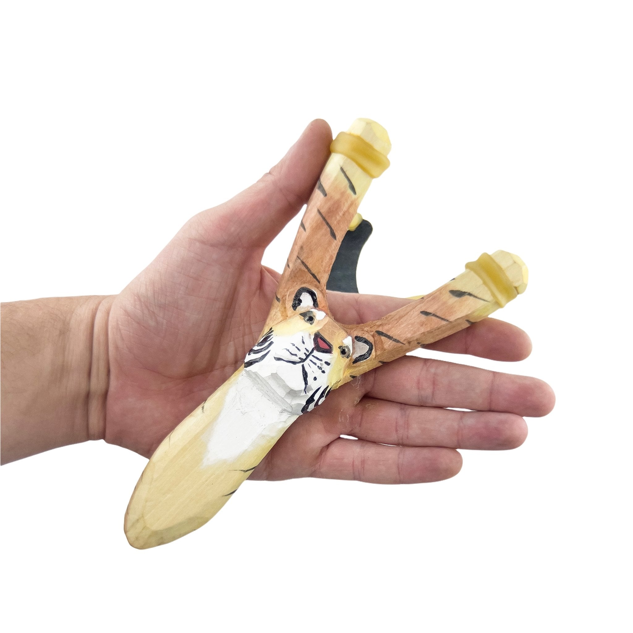 Wooden Tiger Slingshot + Felt Ammo