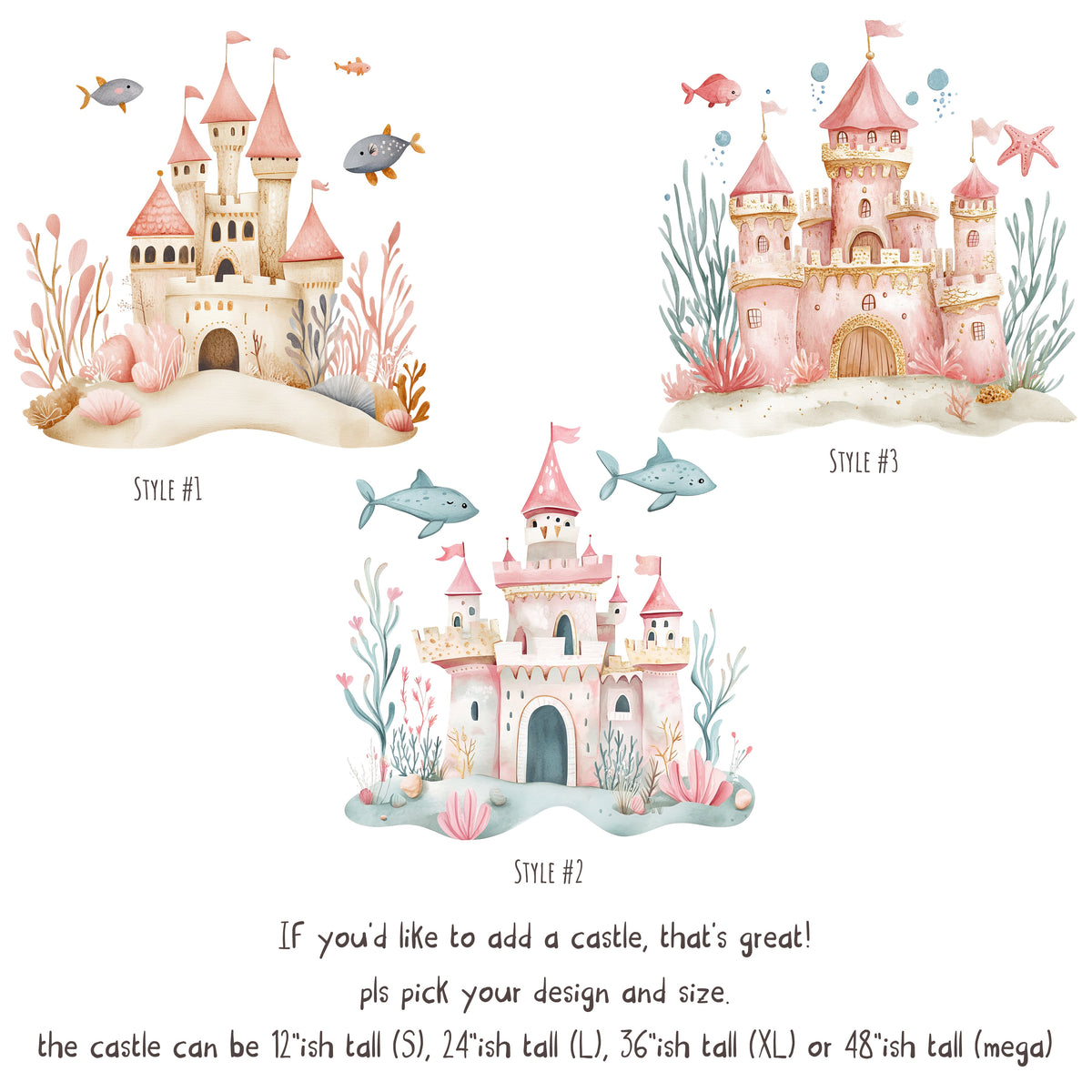 Little Mermaids And Ocean Creatures Decals - Fabric Nursery Wall Art Decals