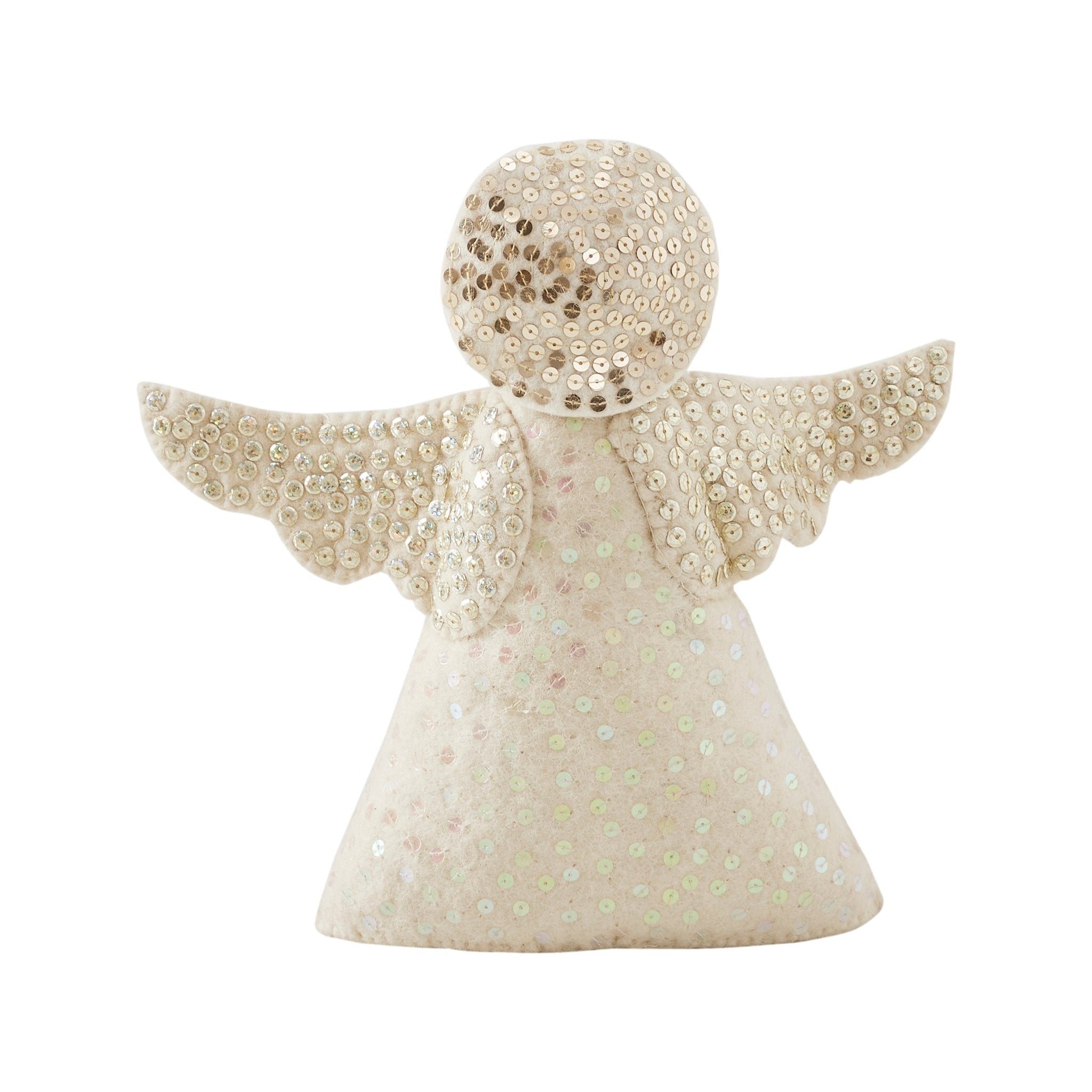 Handmade Cat Angel Felt Christmas Tree Topper Cream